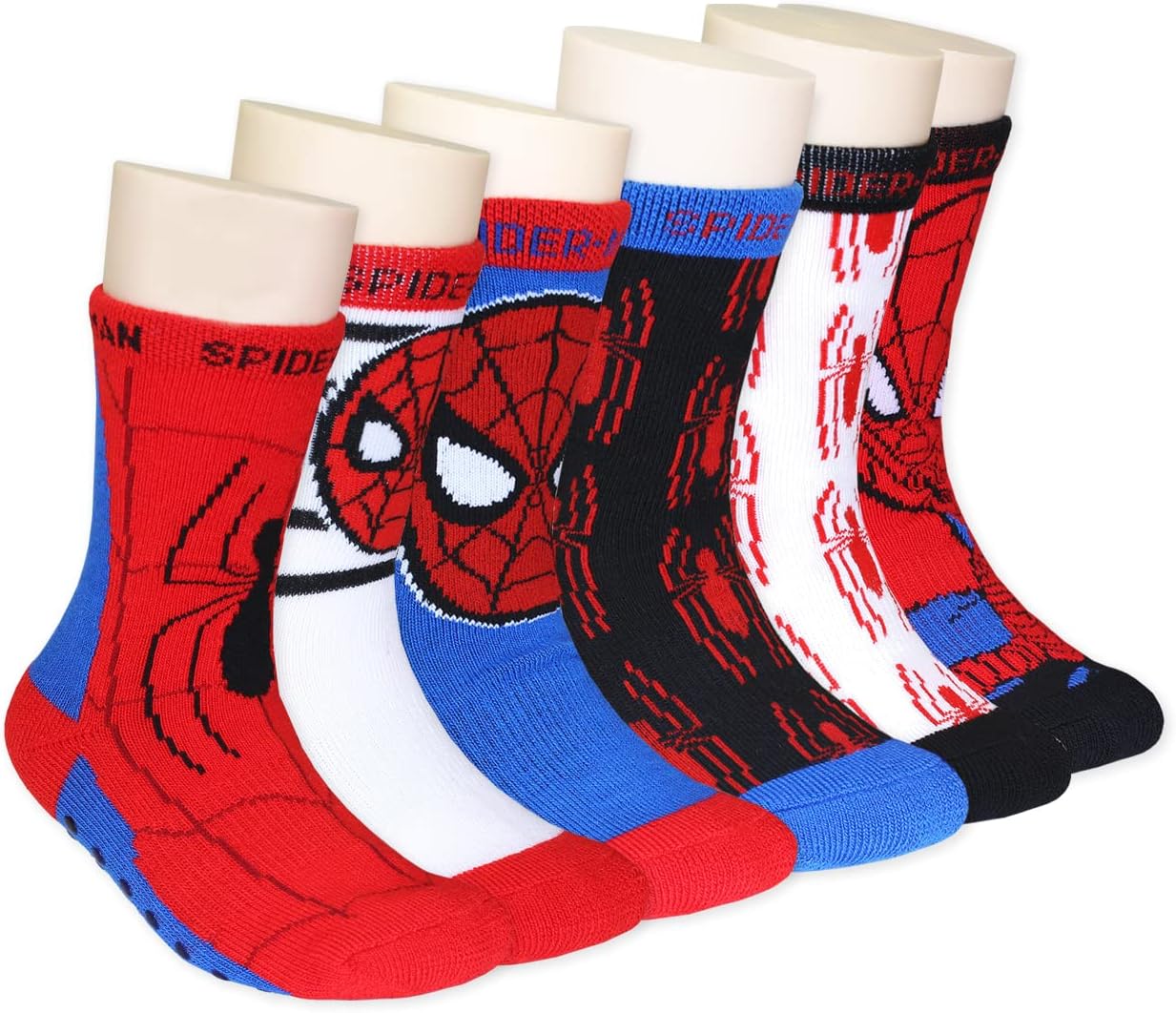Marve Supe Her Adventure Spider-Ma Bab Toddle Boy pac Sock wit Gripper (5- yrs Red/Blue)