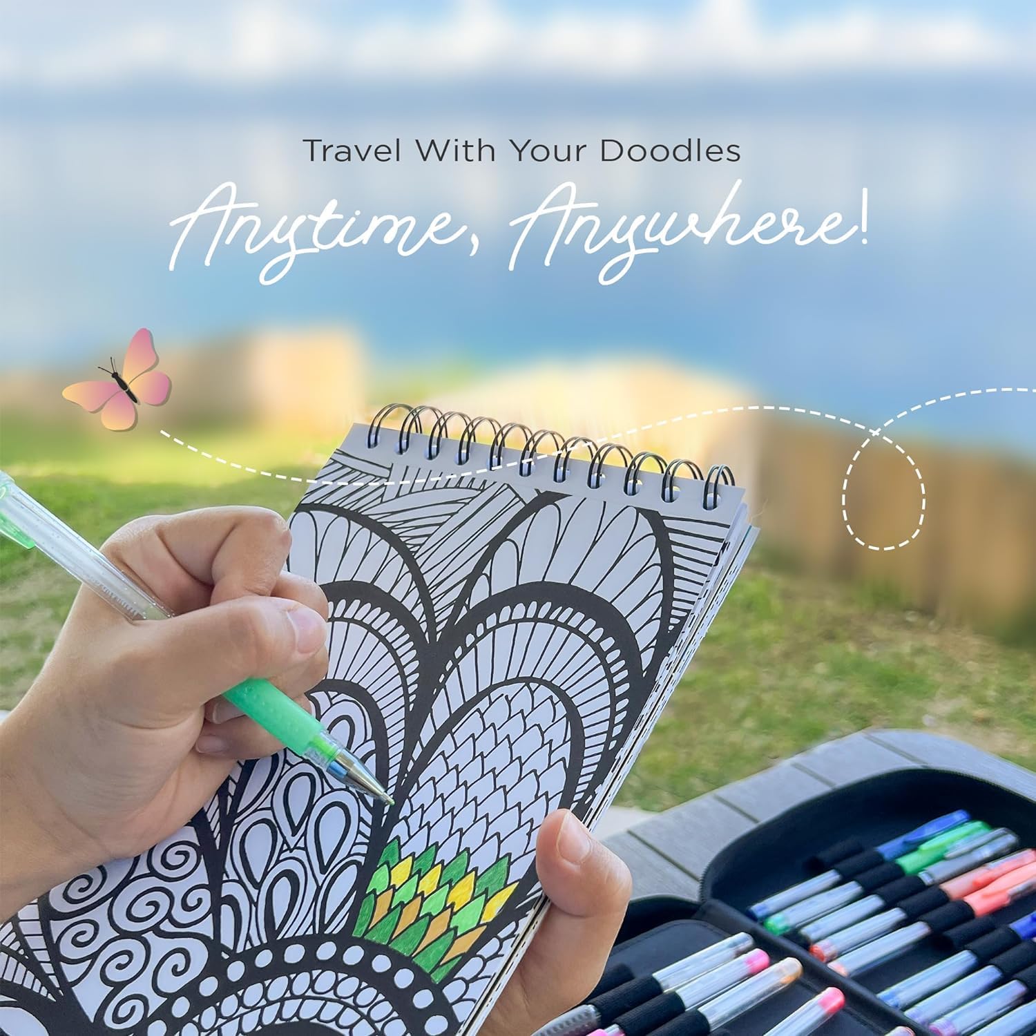 ColorI Glitte Ge Pen Fo Adul Colorin Book 9 Pac Wit Colorin Books ColorI Travelin Doodle Boo an Colorfu Flower Volum 2
