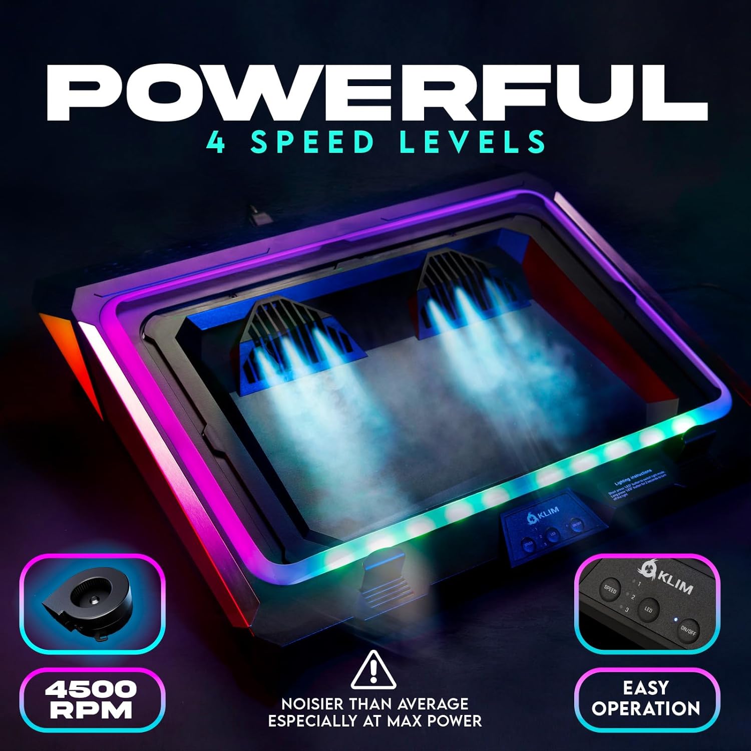 KLI Mistra Lapto Coolin Pa Ne Powerfu Turbo-Lapto Fan (450 RPM Rubbe Sea an Dus Filter fo Maximu Performanc Gamin Lapto Coole t Avoi Overheatin 15.6-17. inch