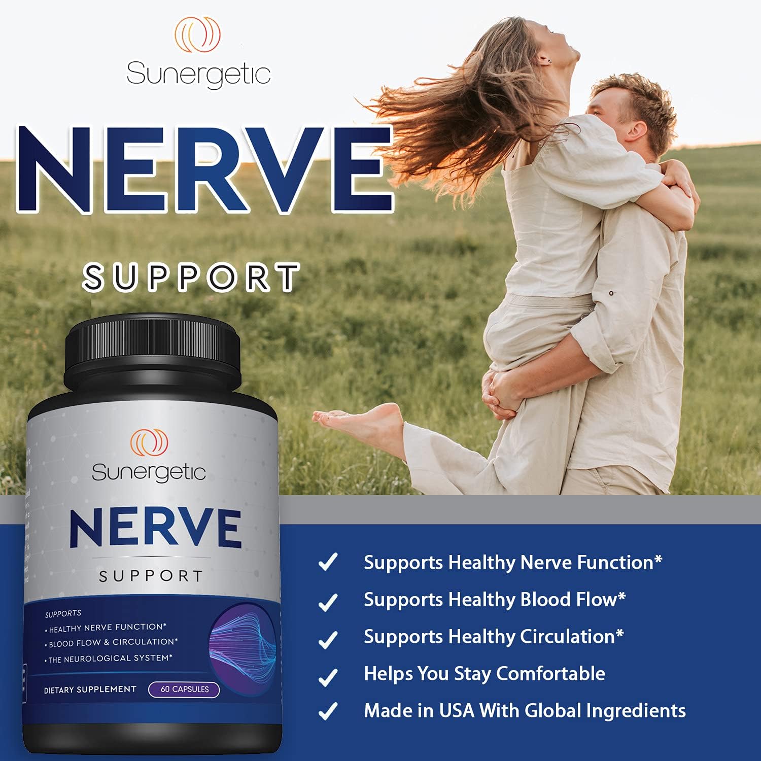 Premiu Nerv Suppor Supplemen wit Alph Lipoi Aci (ALA 60 mg Acetyl-L-Carnitin (ALC Benfotiamin Nerv Suppor Formul fo Health Circulation Feet Hand Toe 6 Capsules