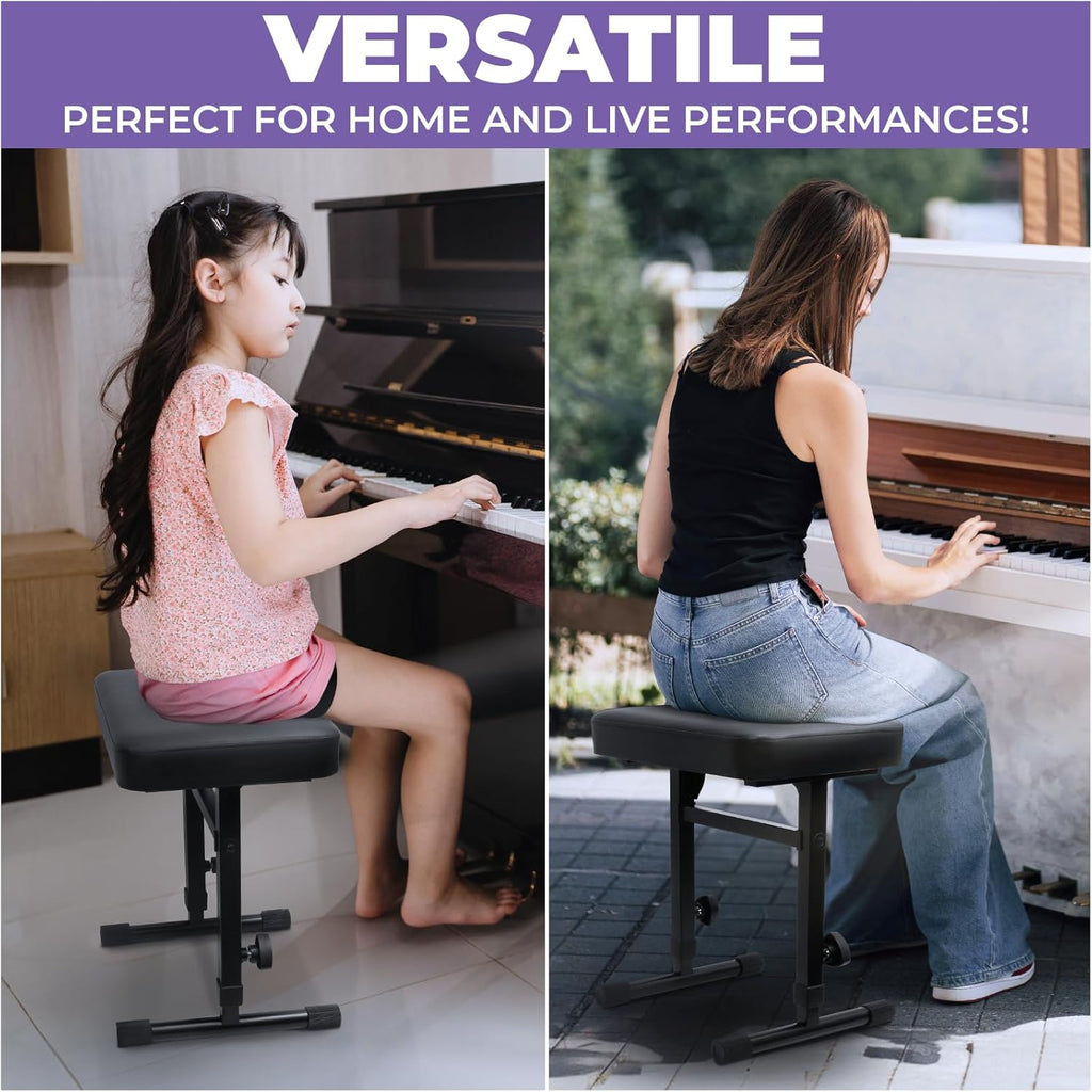 Liquid Stands Piano Bench Adjustable Stool ¨C Music Keyboard Bench Seat for Piano Keyboard Stand with Black Padded Cushion for Musicians Piano Stool Chair (Mesh Fabric)