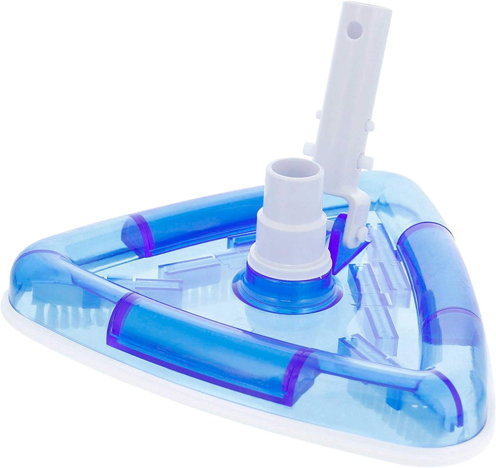 U.S. Pool Supply Weighted Transparent Triangular Pool Vacuum Head with Swivel Hose Connection and EZ Clip Handle - Connect 1-1/4inch or 1-1/2inch Hose - Removes Debris, Clean Corners - Safe for Vinyl Pools