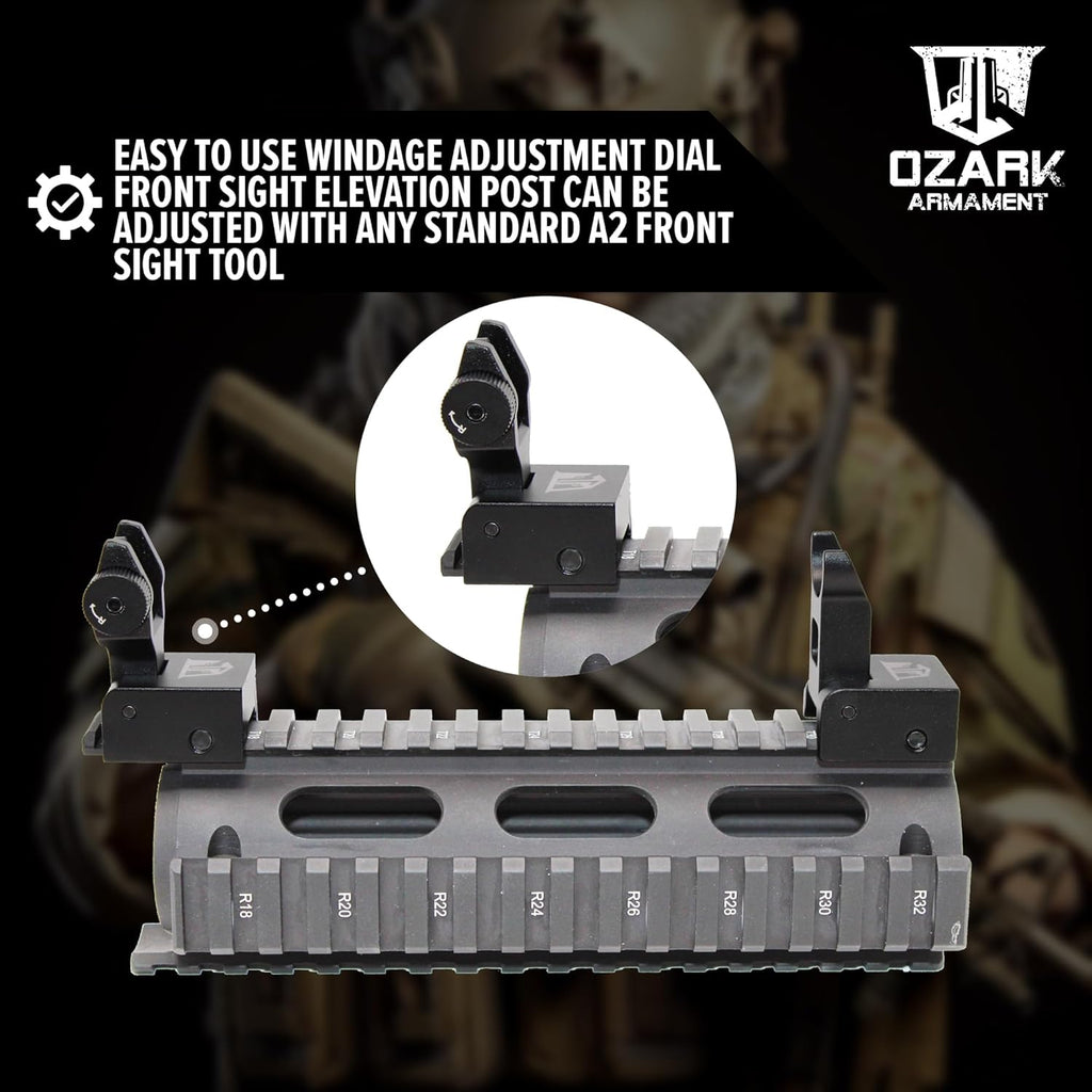 Flip Up Iron Sights - BUIS Flip Up Sights Rail Mounted - Front and Rear Sight Set