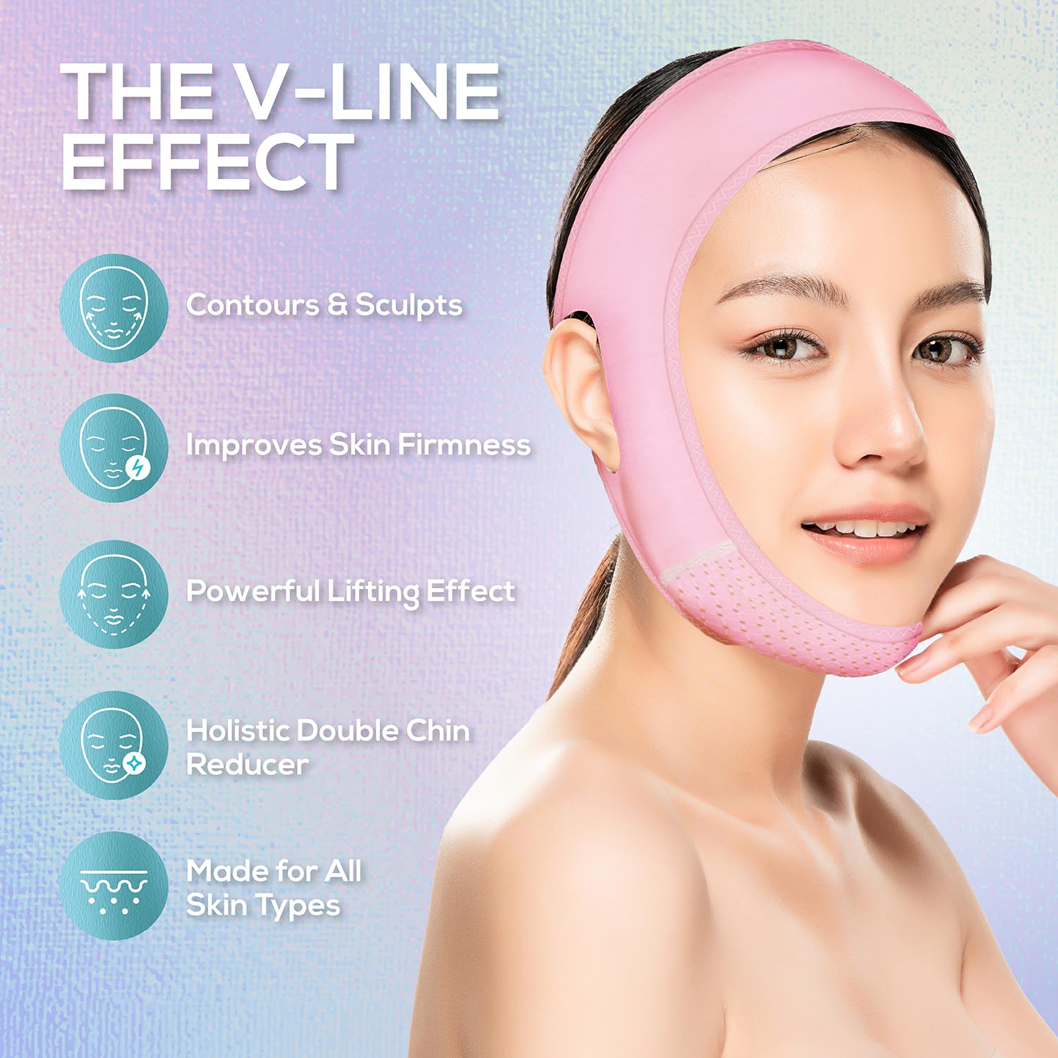 Venu Visag Fac Liftin Stra fo Ja Lin Definitio Reusabl Liftin Chi Stra fo Sleepin Visuall Sculpt Doubl Chi (Pink)