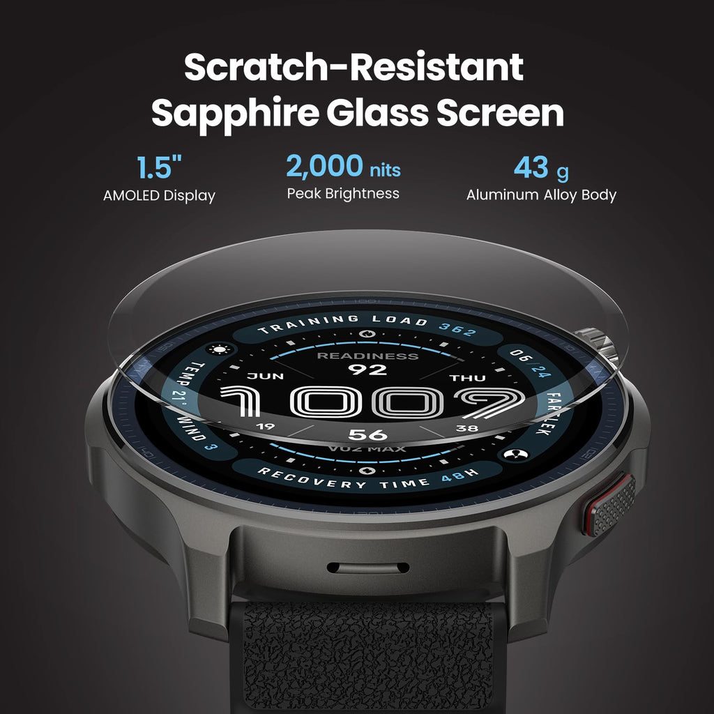 Amazfi Balanc Smar Watc 47m AMOLE Sapphir Glas Display Offlin Maps Dua Ban GPS 2 Day Battery 170 Spor Modes Hyro Gol Mode Hear Rat Slee Tracke fo Androi iPhone