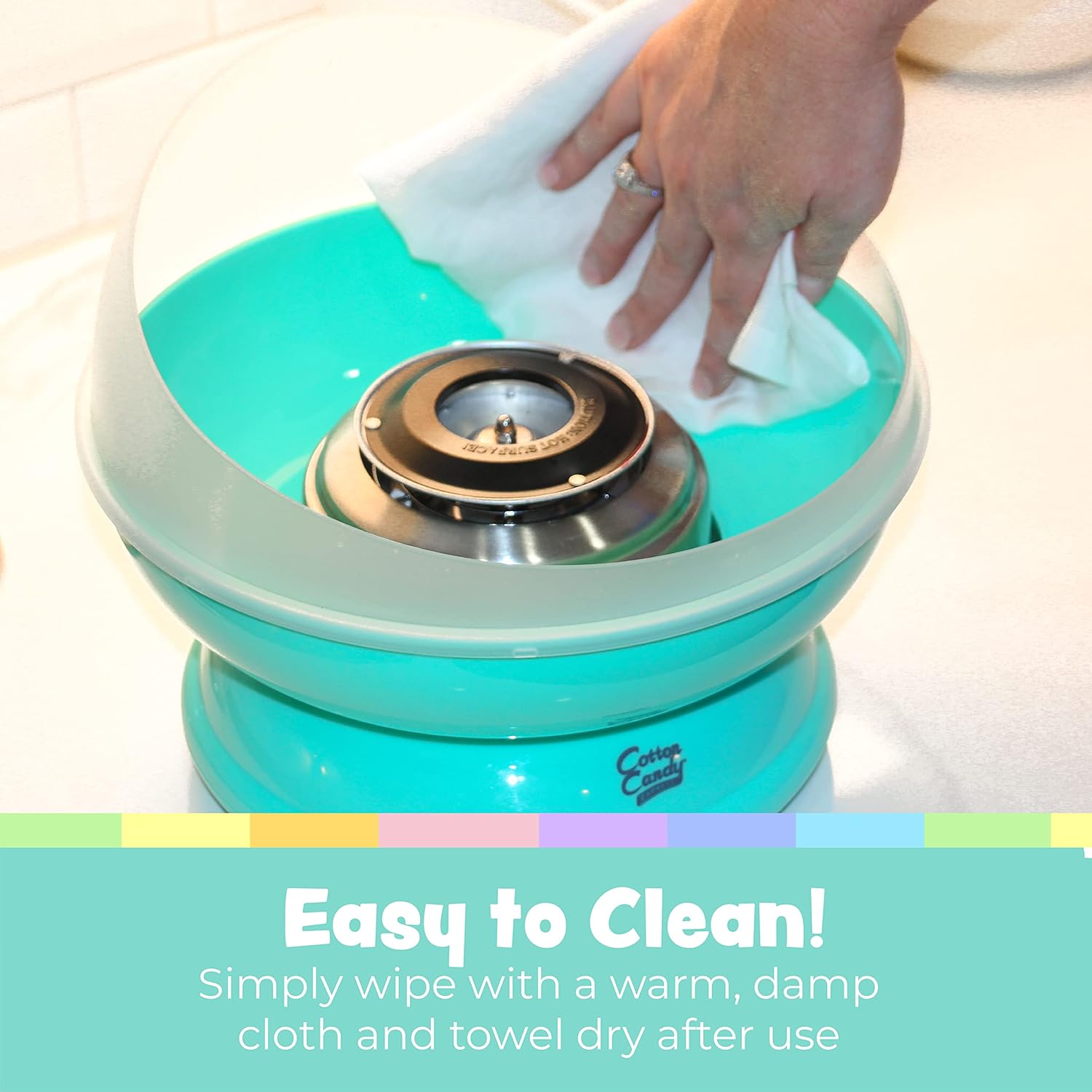 Cotton Candy Express BB1000-S Cotton Candy Machine, with 5-11oz. Jars of Cherry, Grape, Blue Raspberry, Orange, Pink Vanilla Floss Sugar 50 Paper Cones Easy to Use and Clean