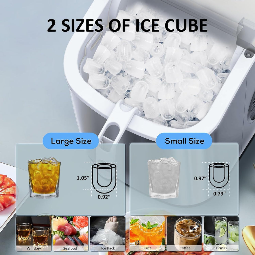 Antarcti Sta Counterto Ic Make Portabl Ic Machin wit Handle,Self-Cleanin Bulle Ic Makers 26Lbs/24H Ic Cube Read i Min fo Hom Kitche Ba Part (Grey)