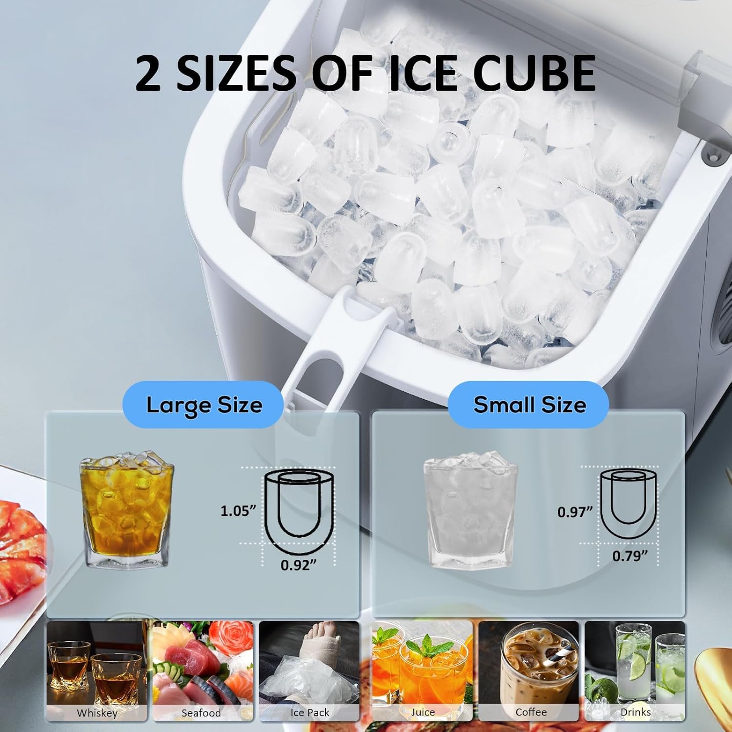 Antarcti Sta Counterto Ic Make Portabl Ic Machin wit Handle,Self-Cleanin Bulle Ic Makers 26Lbs/24H Ic Cube Read i Min fo Hom Kitche Ba Part (Grey)