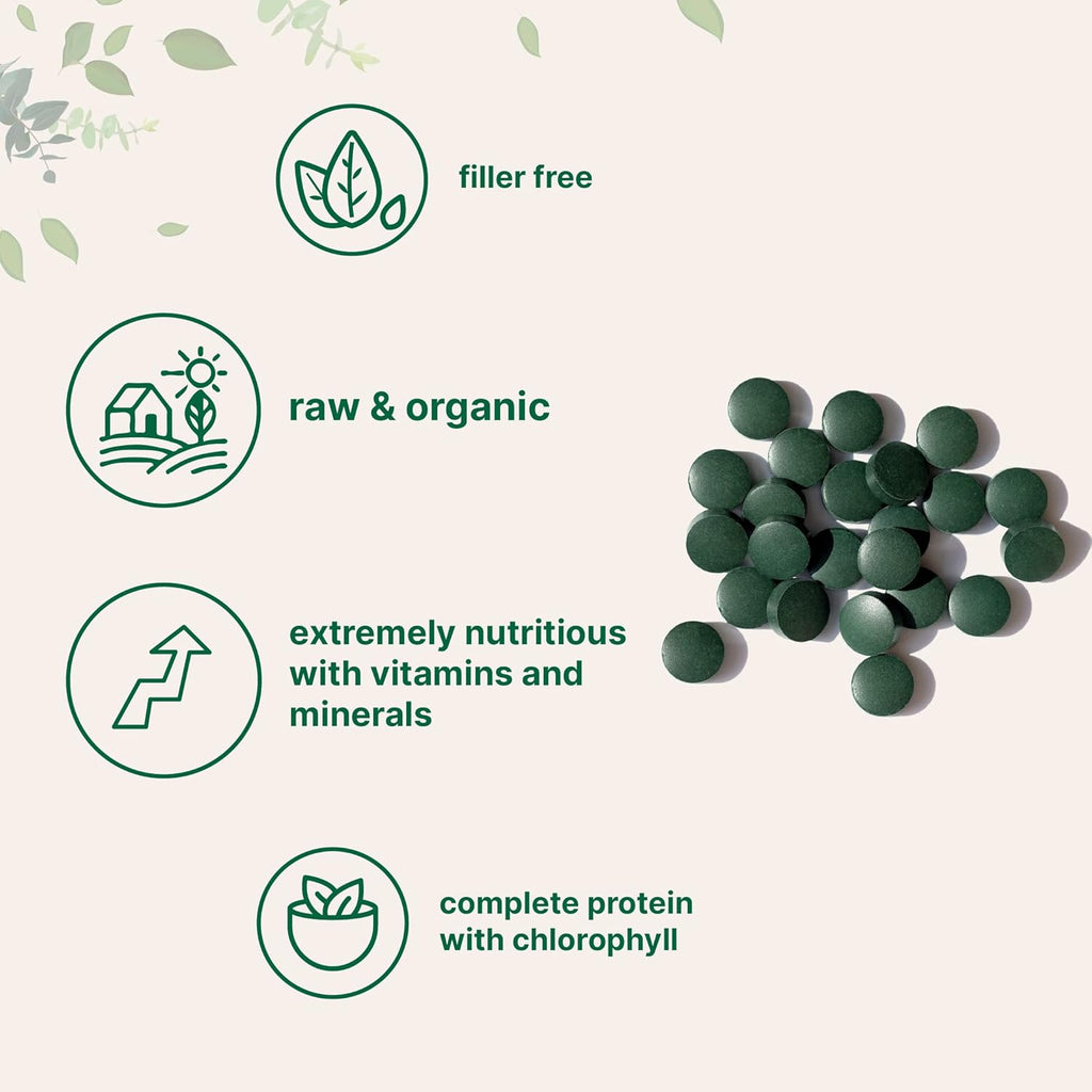 Micr Ingredient Organi Spirulin Supplement 3000M Pe Serving 72 Tablet ( Mont Supply) N Fille Non-GMO Ric i Vega Protein Vitamin Prebiotics Premiu Spirulin Pills