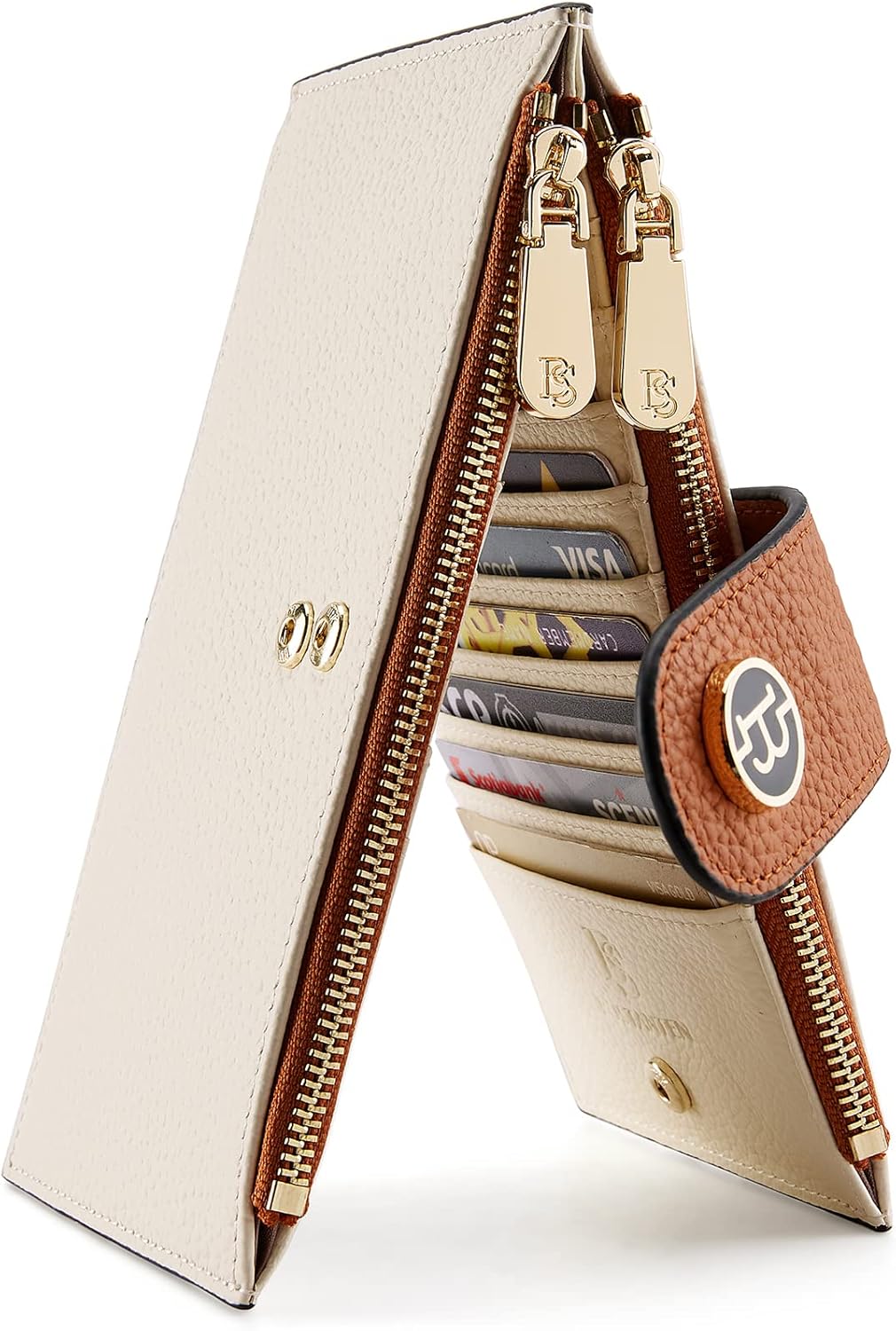 BOSTANTEN Leather Wallets for Women Large RFID Blocking Slim Bifold Purse Card Holder with Zipper Pocket