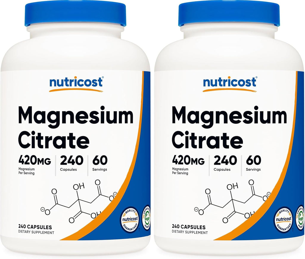 Nutricost Magnesium Citrate 420mg, 120 Veggie Capsules - 30 Servings, Gluten Free, Non-GMO Supplement