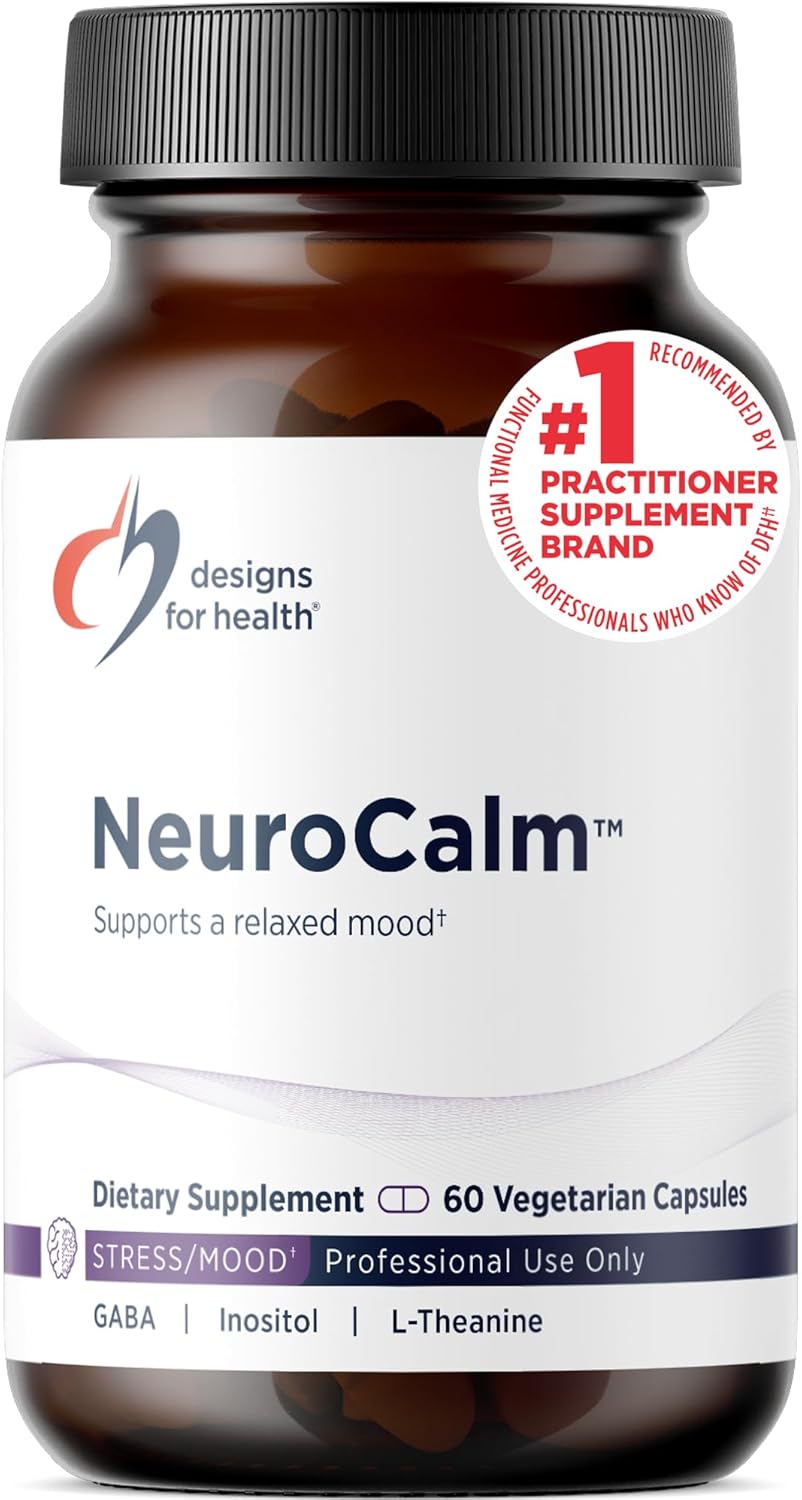 Design fo Healt NeuroCal 5HT GAB L-Theanin Supplemen fo Stres Respons Methylate B12 Vitami B6 Taurine Chamomil Magnesiu Supplemen fo Moo Suppor (6 Vega Capsules)