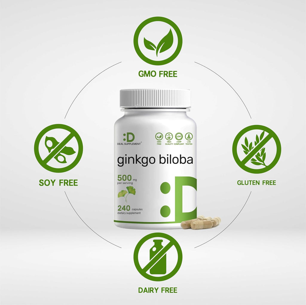 DEA SUPPLEMEN Ginkg Bilob 500m Pe Serving 24 Capsules Mont Suppl Grow i Norther Asi Extr Strength Promote Brai Function