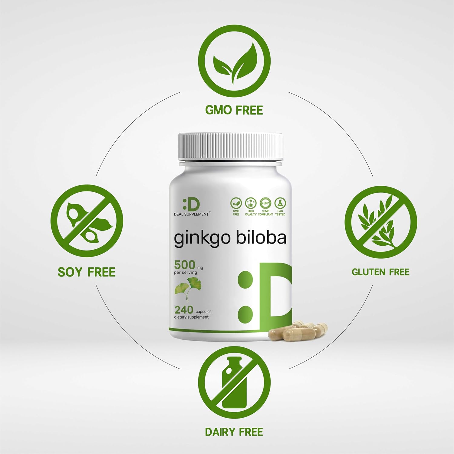 DEA SUPPLEMEN Ginkg Bilob 500m Pe Serving 24 Capsules Mont Suppl Grow i Norther Asi Extr Strength Promote Brai Function