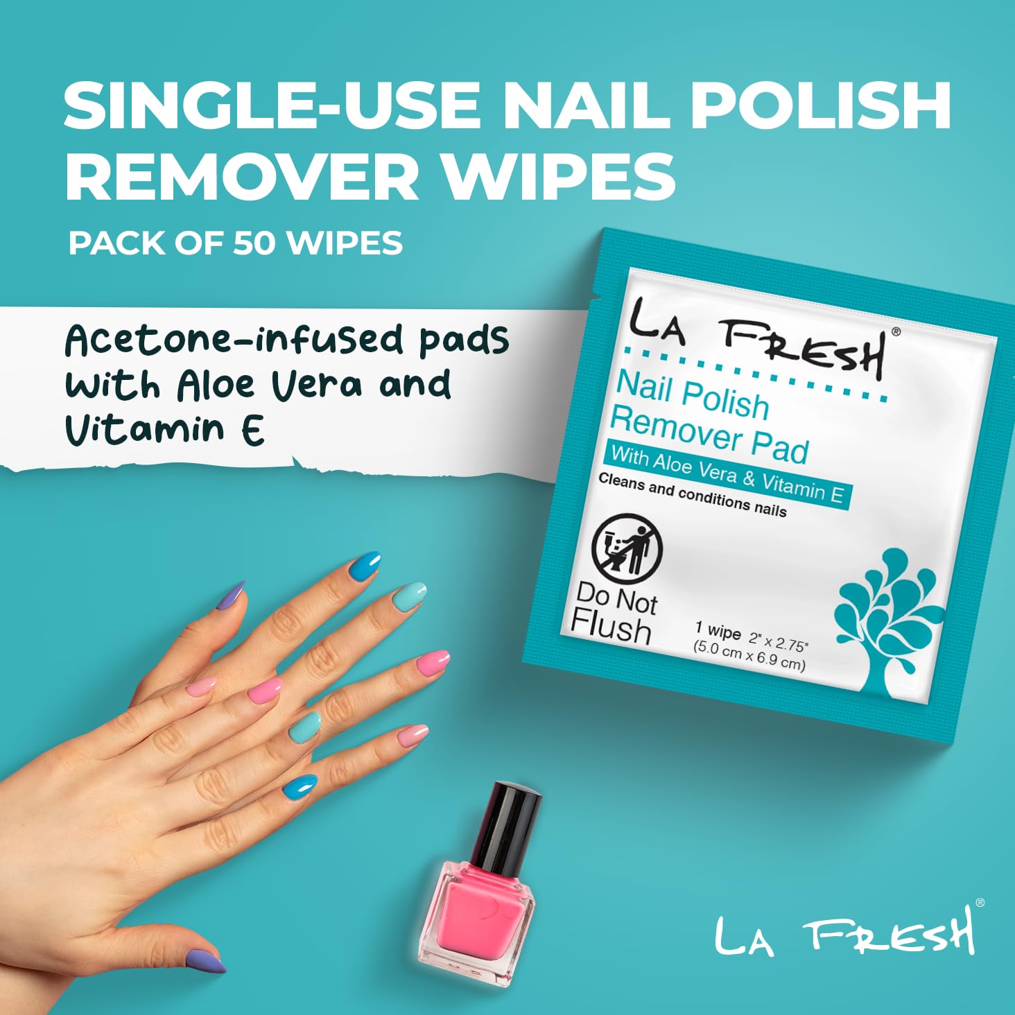 L Fres Nai Polis Remove We Wipe wit Lavender Alo Vera an Vitami Pac o 200c Acetone-Infuse Pad Nai Car Trave Essentials
