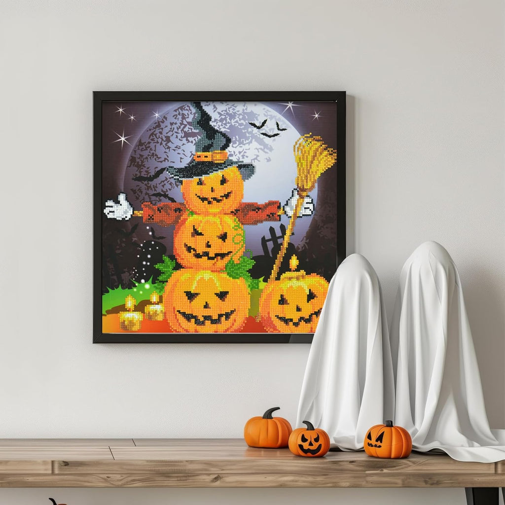 DIAMON DOT Hallowee Scarecro Diamon Paintin Kit fo Adult Diamon Ar Kit Relaxin Creativ Craf Ki wit Dot Gems