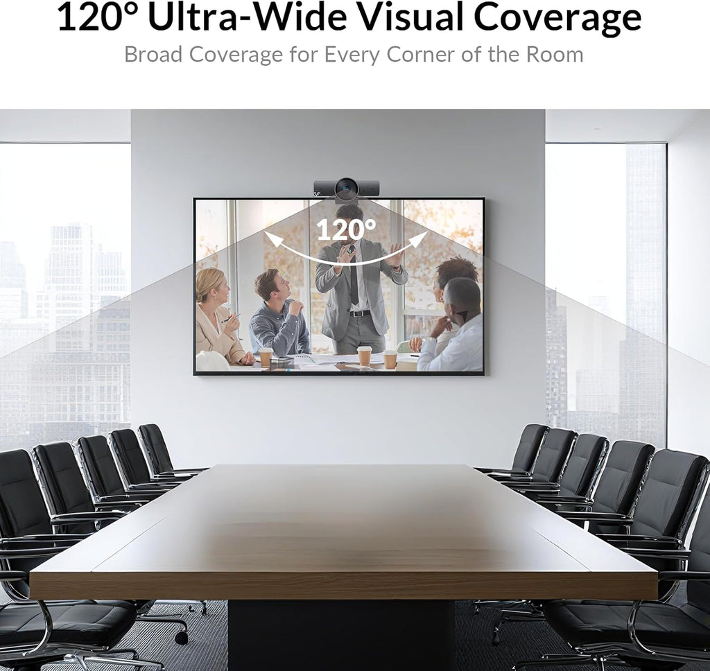 AV Access 4K Conference Room Camera, 1/1.8' Sensor, Individuals Gallery, 120¡ã FOV, 5X Digital Zoom, Auto Framing, Presenter Tracking, Dual Mics, ePTZ, Privacy Cover, Work with Teams, Zoom, Meet