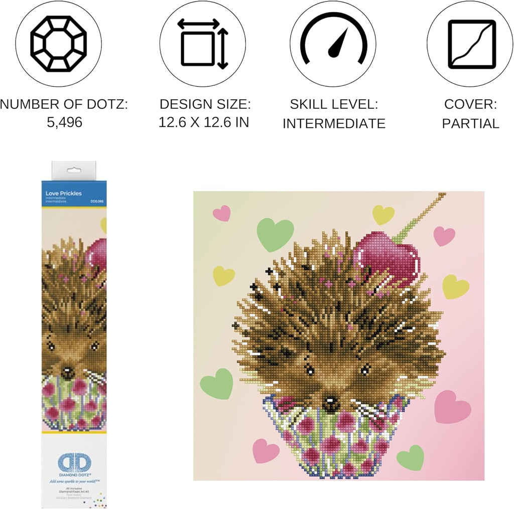 DIAMON DOT Lov Prickle Hedgeho Diamon Paintin Kit fo Adult Diamon Ar Kit Relaxin Creativ Craf Ki wit Dot Gem 12.6inchx12.6inch