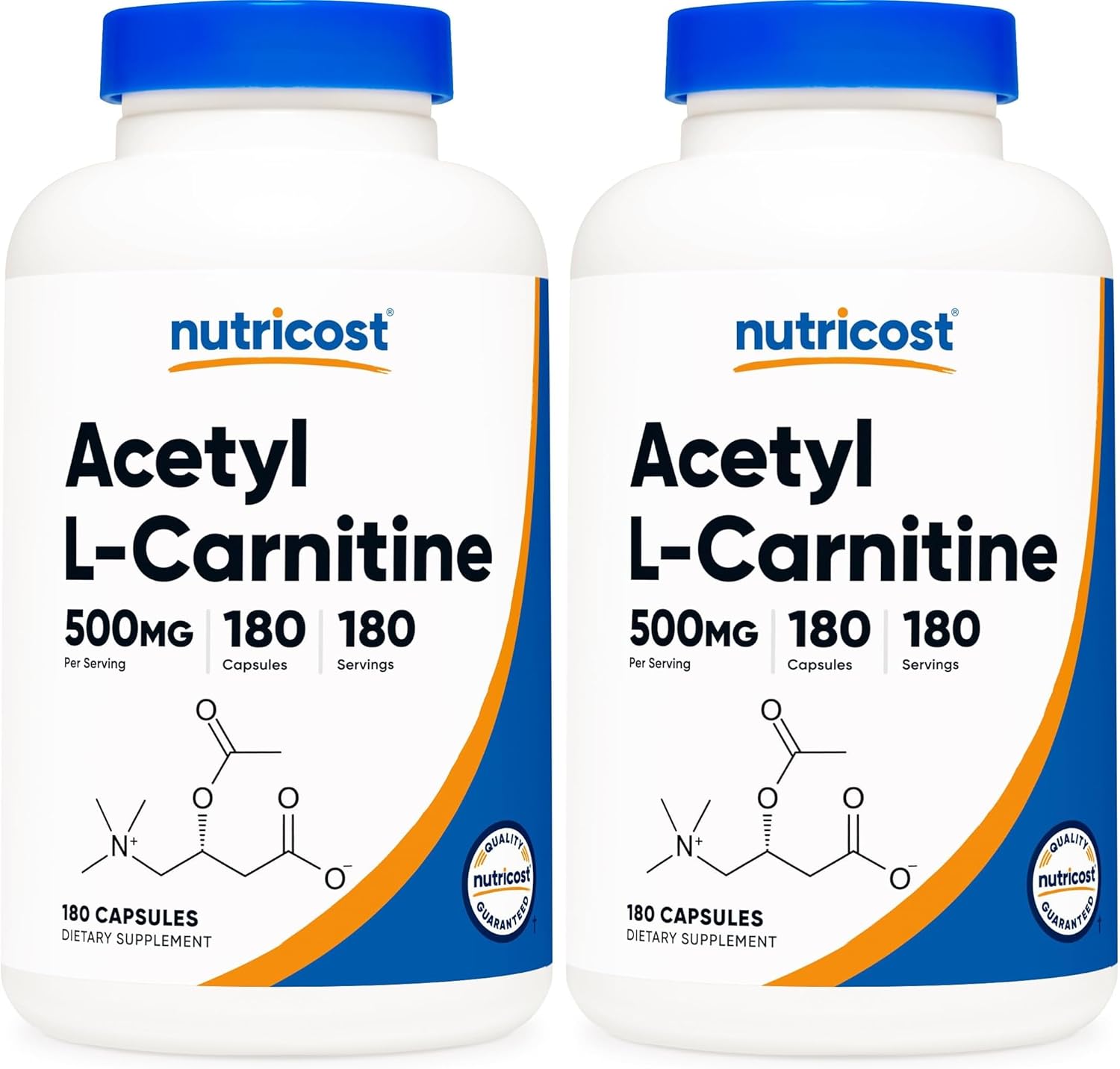 Nutricost Acetyl L-Carnitine (ALCAR) 500mg, 180 Capsules, 180 Servings - Non-GMO and Gluten Free, 1 Capsule per Serving