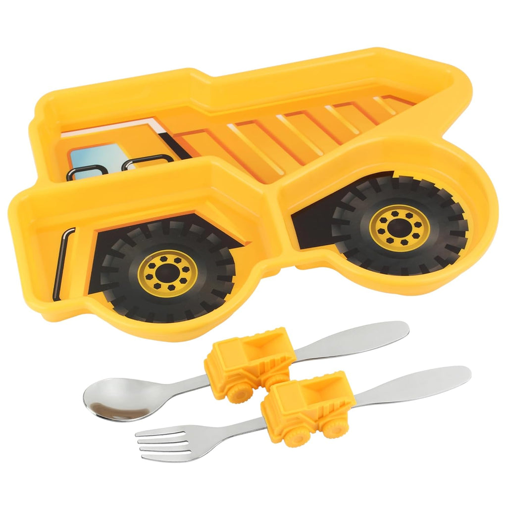 Kid Divide Plat wit Utensil Children' Mea Se wit Plate For an Spoo Dum Truck