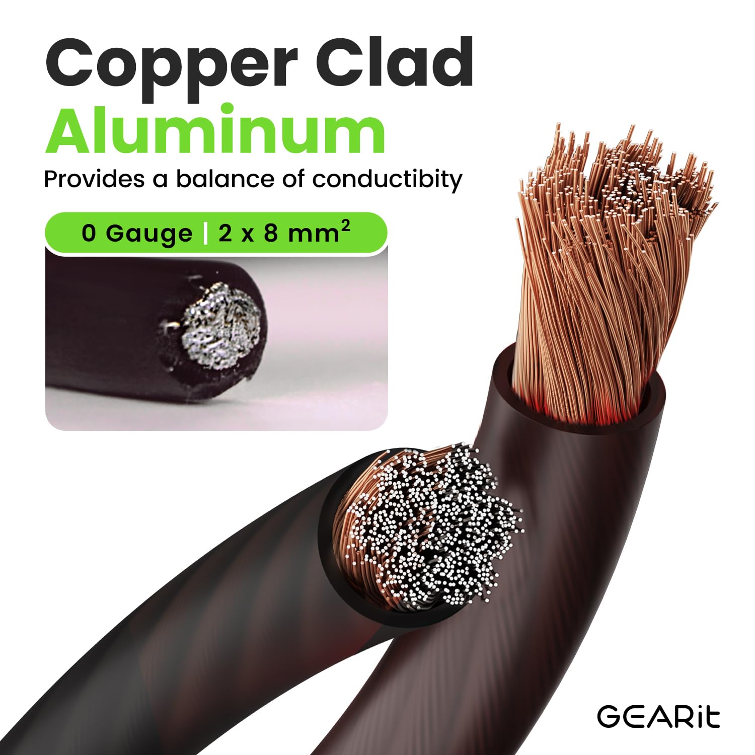 GEARit 1/0 Gauge Wire (25ft - Black Translucent) Copper Clad Aluminum CCA - Primary Automotive Wire Power/Ground, Battery Cable, Car Audio Speaker, RV Trailer, Amp, Electrical 0ga AWG 25 Feet
