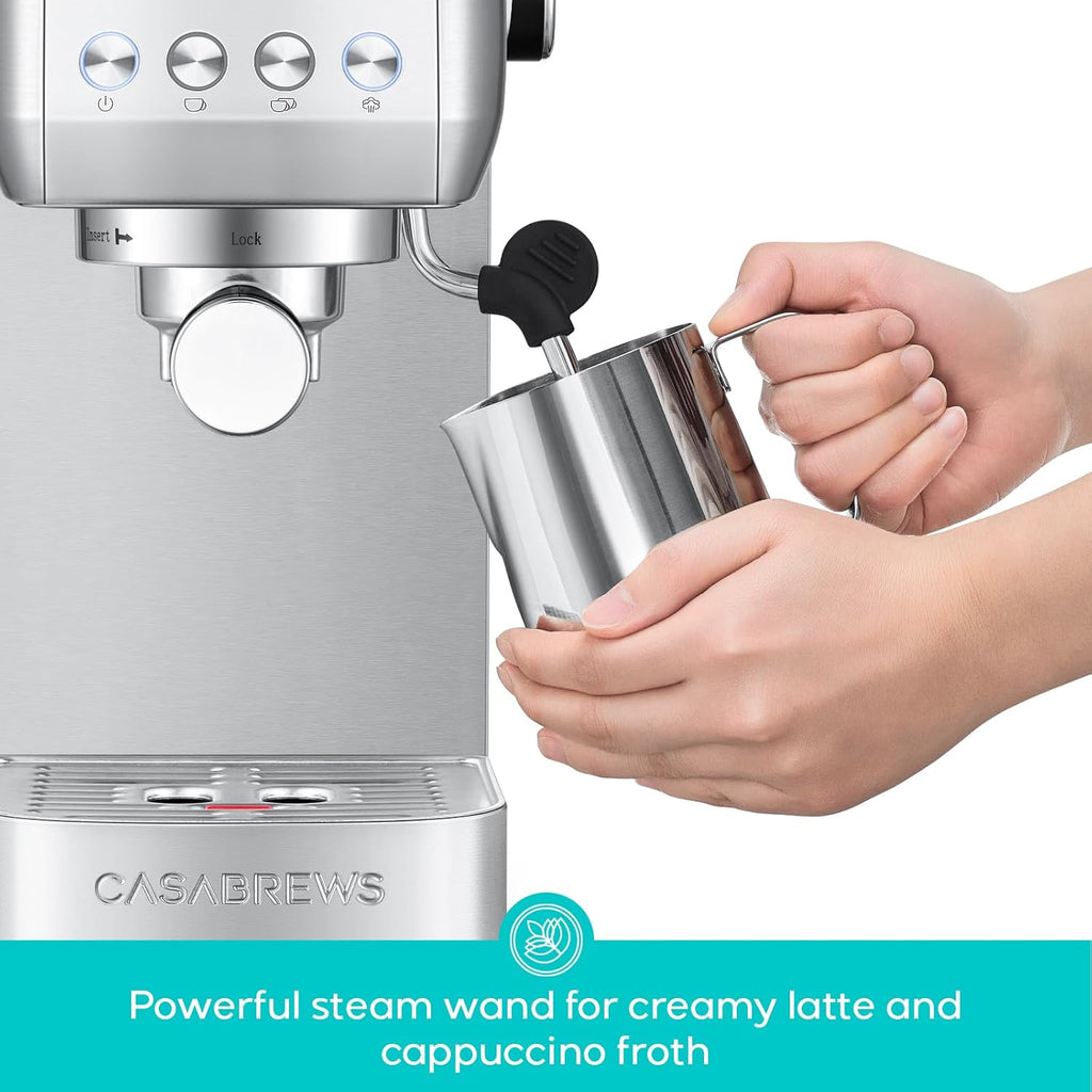 3700 Essential Espresso Machine 20 Bar, Stainless Steel Cappuccino Latte Machine with Steam Frother for Home, 43.9oz Water Tank, Coffee Gift for Women Men, Silver