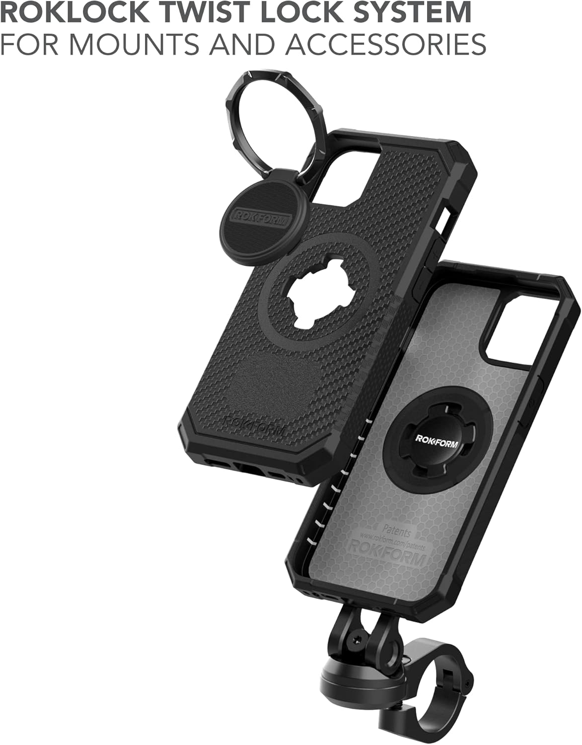 Rokform - iPhone 14 Case, Rugged Series, Dual Magnetic, iPhone Cover with RokLock Twist Lock, Protective Apple Gear, Drop Tested Armor (Black)