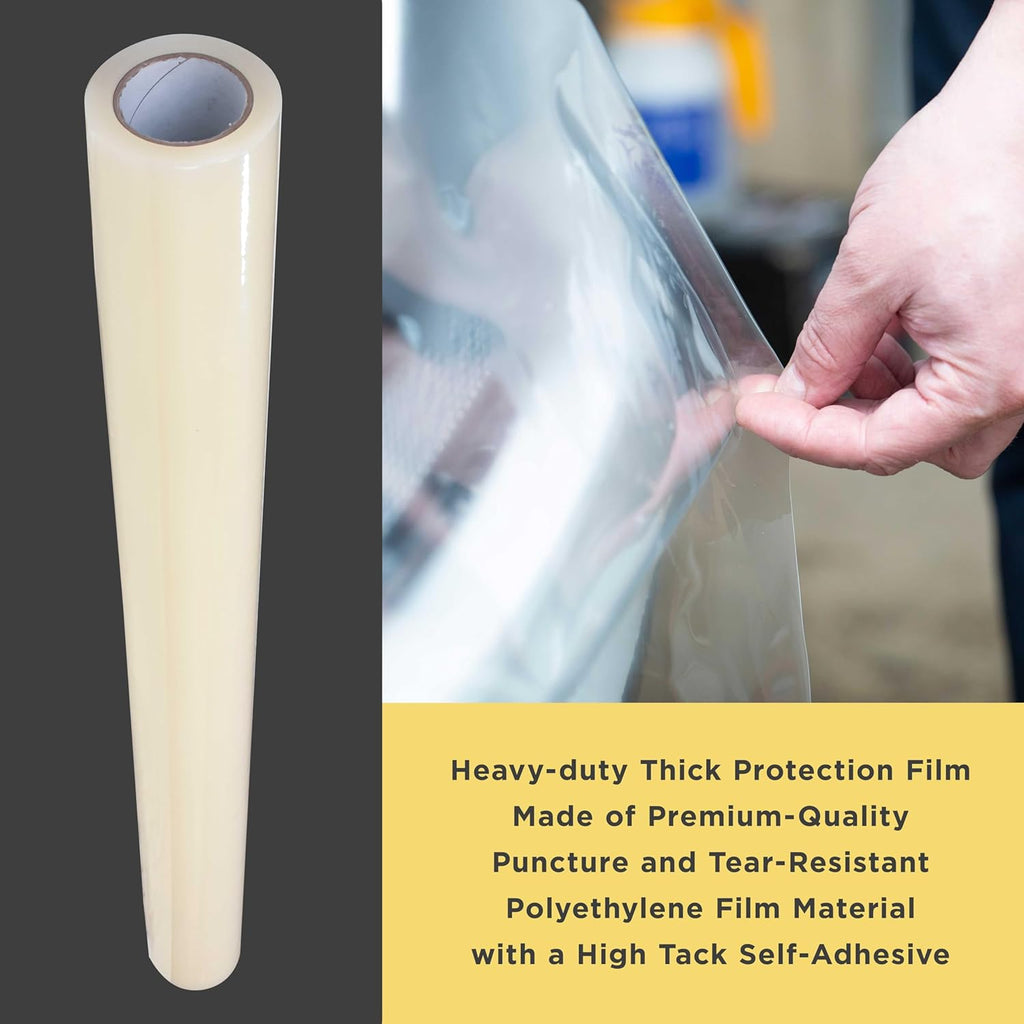 Dura-Gol Cras Wra Film 36-inc 100-foo Roll Clea Plasti Protector Self-Adhesiv Plasti fo Aut Collision Weather Dus Protection Broke Window Windshields