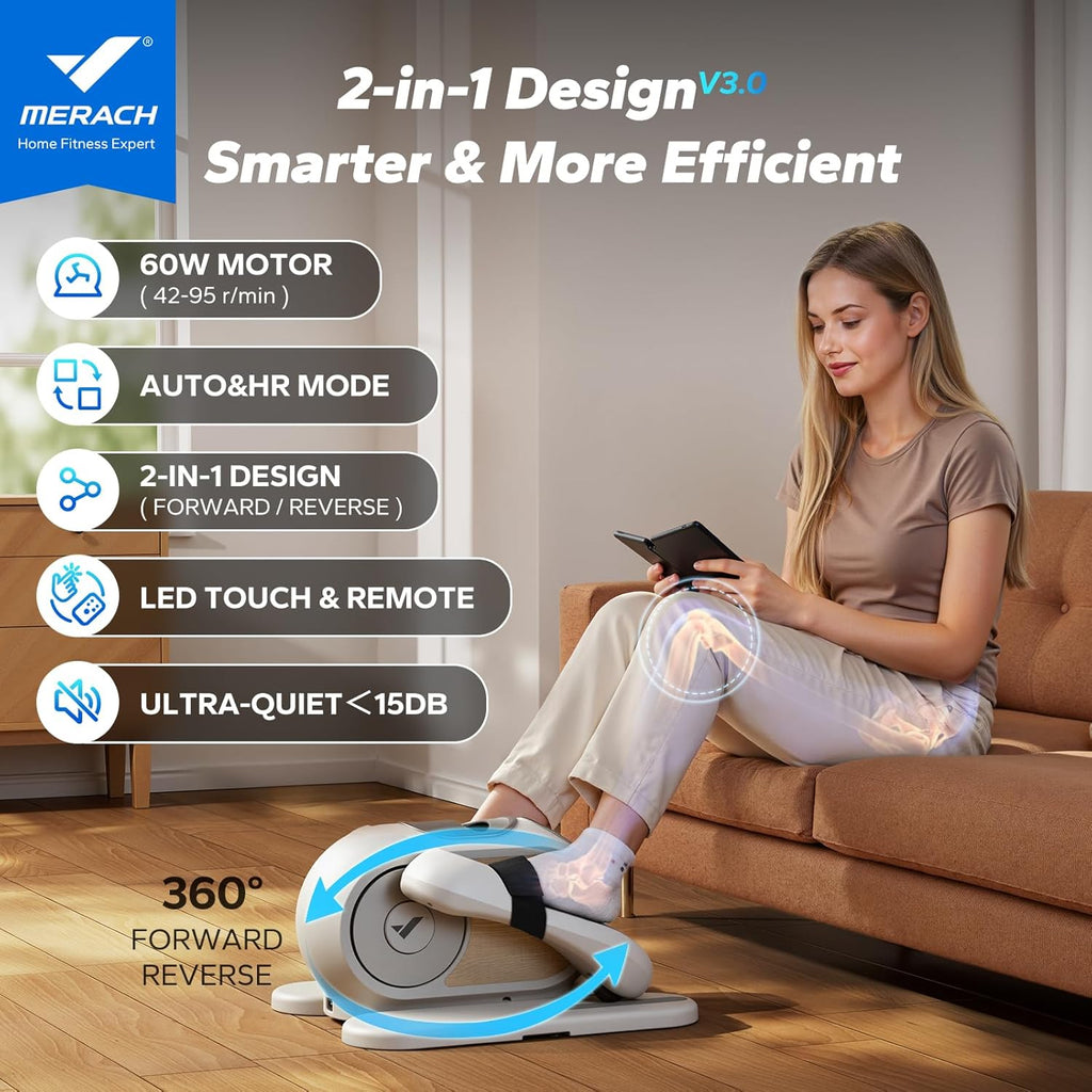 MERAC Unde Des Elliptica Exercis Machine Le Exercise Whil Sittin fo Senior wit 1 Adjustabl Speed Remoter Quie Portabl Seate Peda Exercise Full Assembled