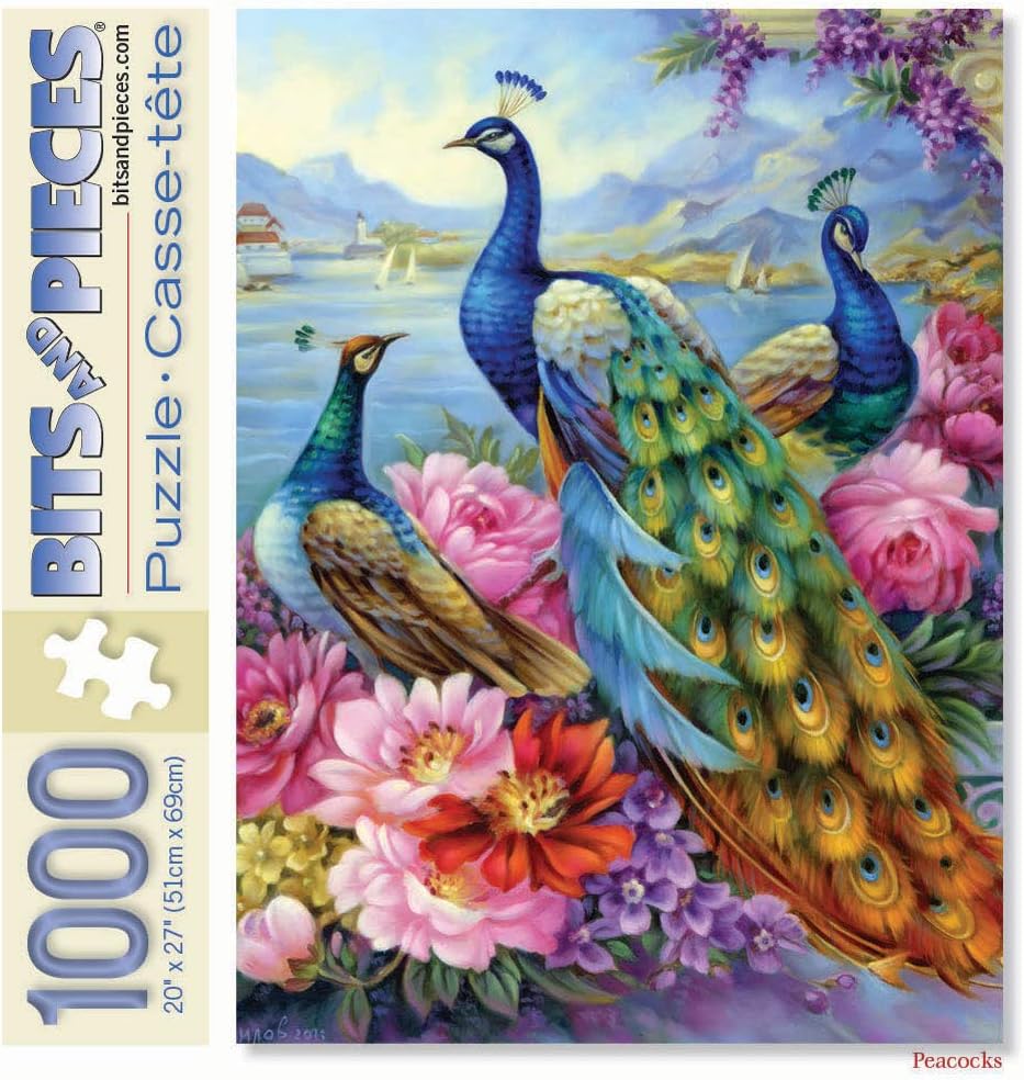 Bits and Pieces ¨C 1000 Piece Jigsaw Puzzle for Adults ¨C Peacocks - Jigsaw Puzzles by Artist Oleg Gavrilov, Completed Puzzle Size: 20inch x 27inch