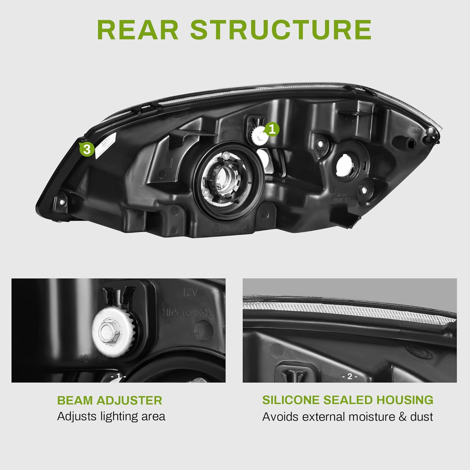 AUTOSAVER88 Headlights Assembly Compatible with 2005-2010 Chevy Cobalt/ 2005-2006 Pontiac Pursuit/ 2007-2009 Pontiac G5 Black Housing Amber Reflector Clear Lens
