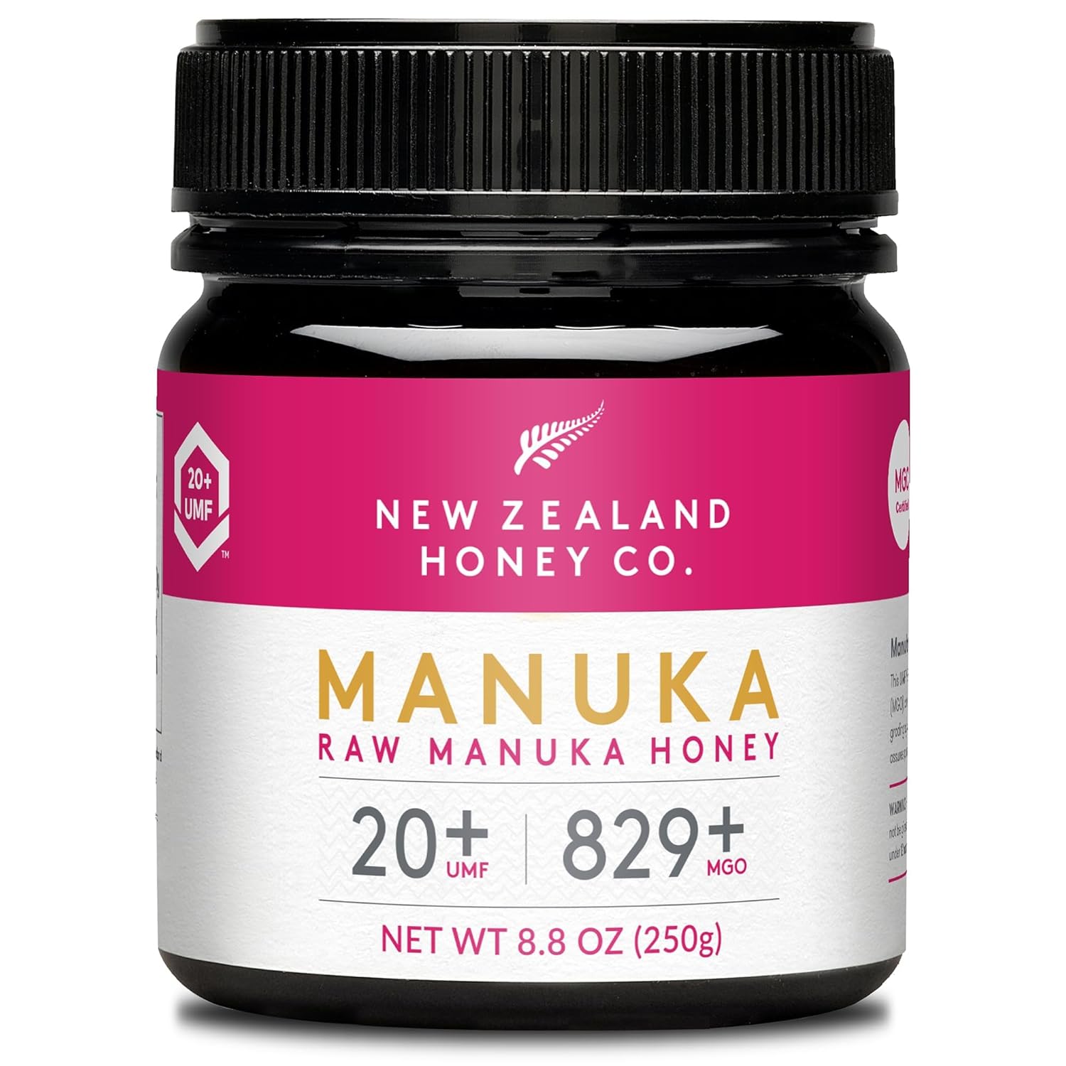 New Zealand Honey Co. Raw Manuka Honey UMF 20+ / MGO 829+ | UMF Certified Raw Medical Grade Honey | 8.8oz