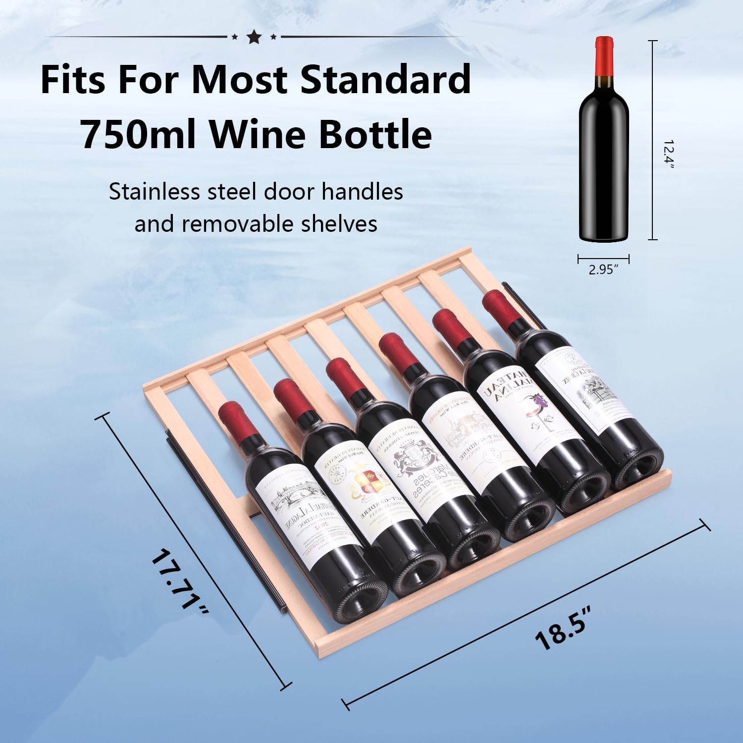 Antarctic Star 24inch Wine Cooler Beverage Refrigerator,Under Counter Beer Mini Fridge Built-in Freestanding Stainless Steel Dual-Layer Digital Temperature Control Glass Door