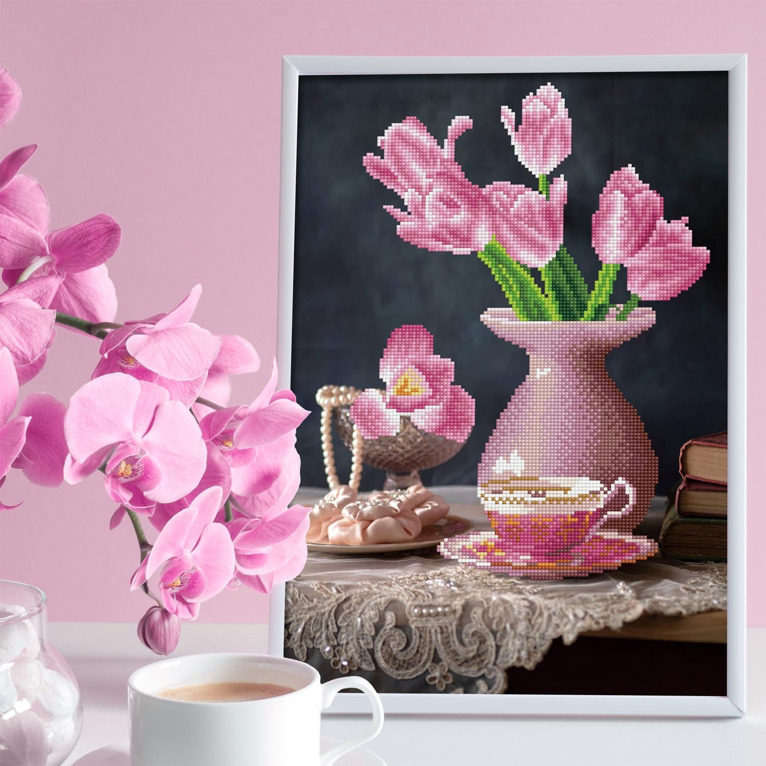 DIAMON DOT Daybrea Tulip Diamon Paintin Kit fo Adult Diamon Ar Kit Relaxin Creativ Craf Ki wit Dot Gem 13.6x20.5