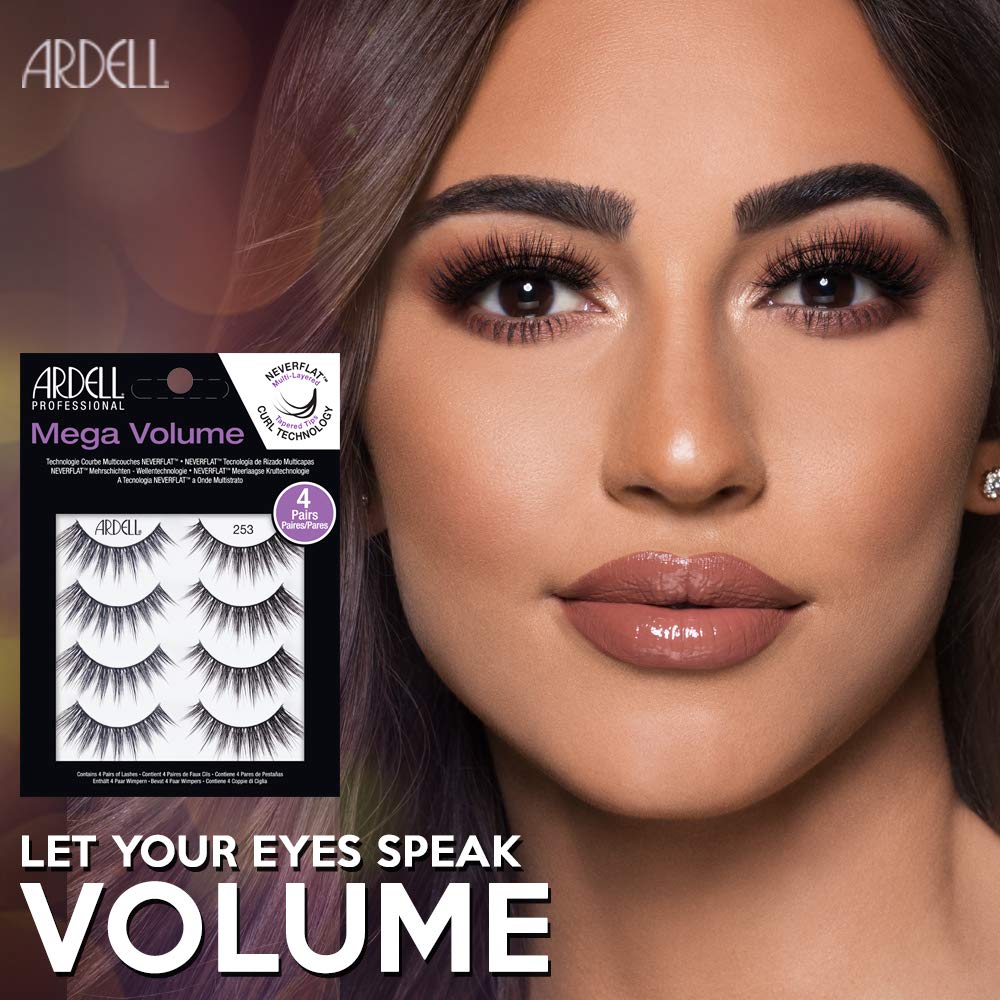 Ardell False Eyelashes Mega Volume 253 ¨C Dramatic, Wispy Lashes, Long-Lasting Fake Lashes for Bold Eye Looks