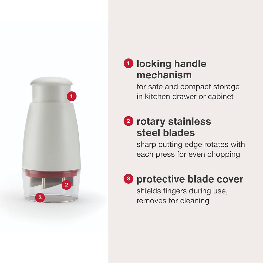 Zyliss Zick Zick Classic Food Chopper - Manual Food Chopper - Onion, Tomato & Vegetable Cutter - Stainless Steel & Dishwasher Safe Food Dicer - White, 9inch- Zick Zick 2.0