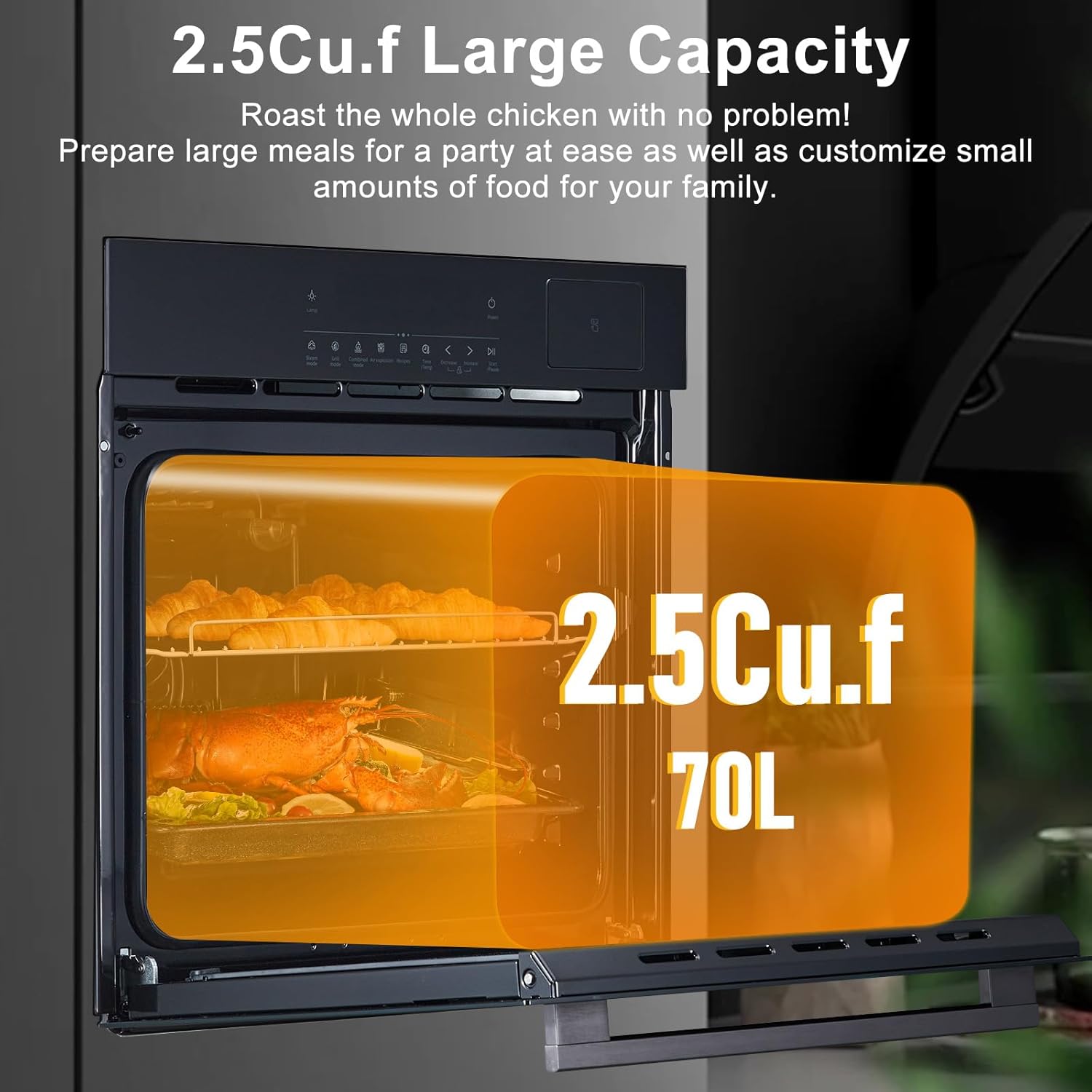 GarveeHom 2 i Singl Wal Oven Built-I Electri Convectio Ove wit Cookin Functions 3000 Built-I Wal Ove wit 2 Cu.Ft Capacity Touc Control Timer ET certified