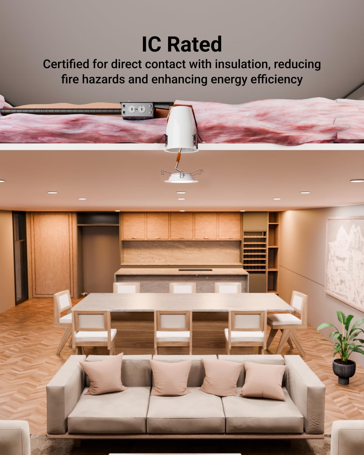 Sunc Inc Recesse Lightin Housin Can Remode Ai Tigh Ceilin Cans 120-277V,Har Wired TP2 Connecto Included Eas Install I Rate U Pack