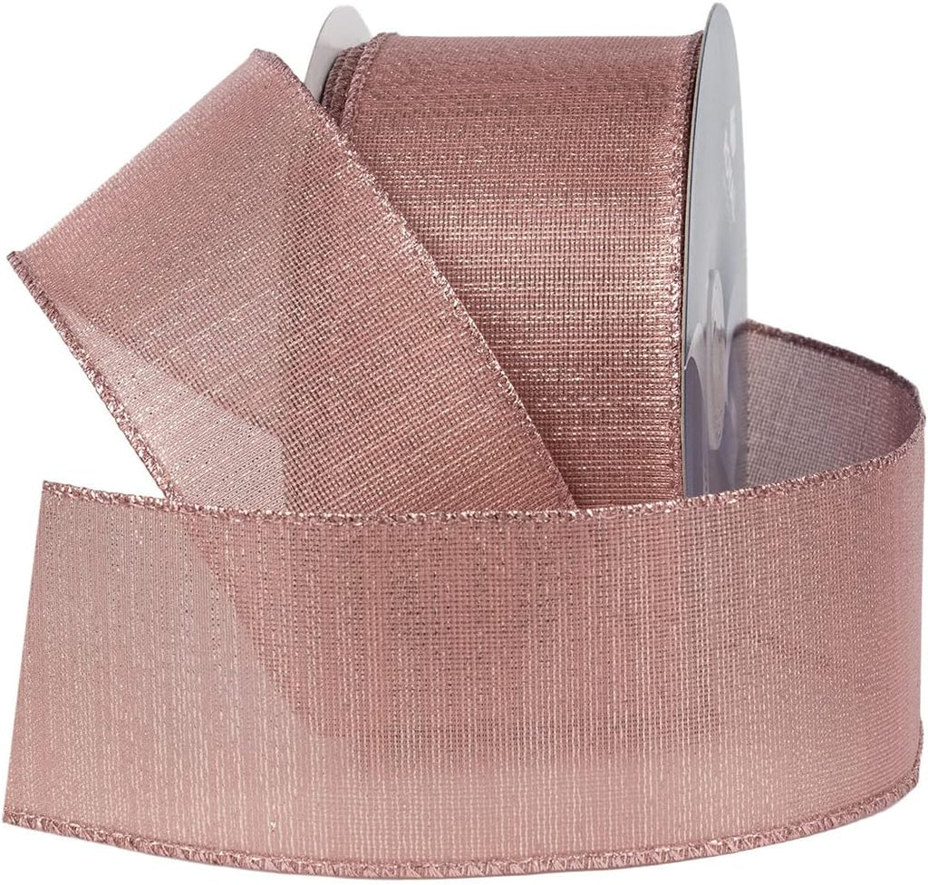 Roya Import Metalli Christma Ribbo Wired Ros Gold 2.5inch(#40 Holida Desig fo Bo Making Gif Wrapping Wreaths 2 Y Rol (7 F Spool)
