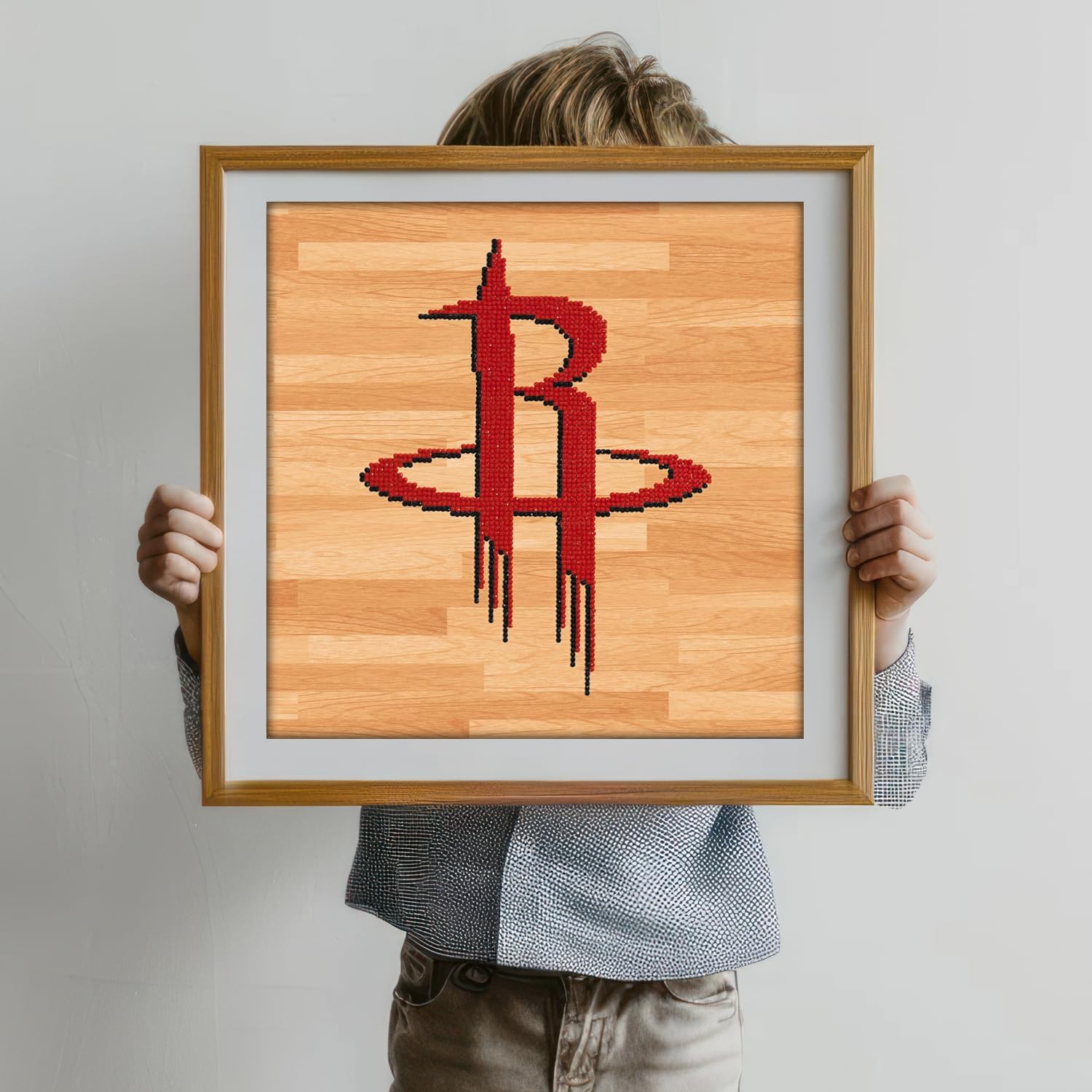 DIAMON DOT NB Housto Rocket Basketbal Diamon Paintin Kit fo Adult Diamon Ar Kit Relaxin Creativ Craf Ki wit Dot Gem 12.6inchx12.6inch