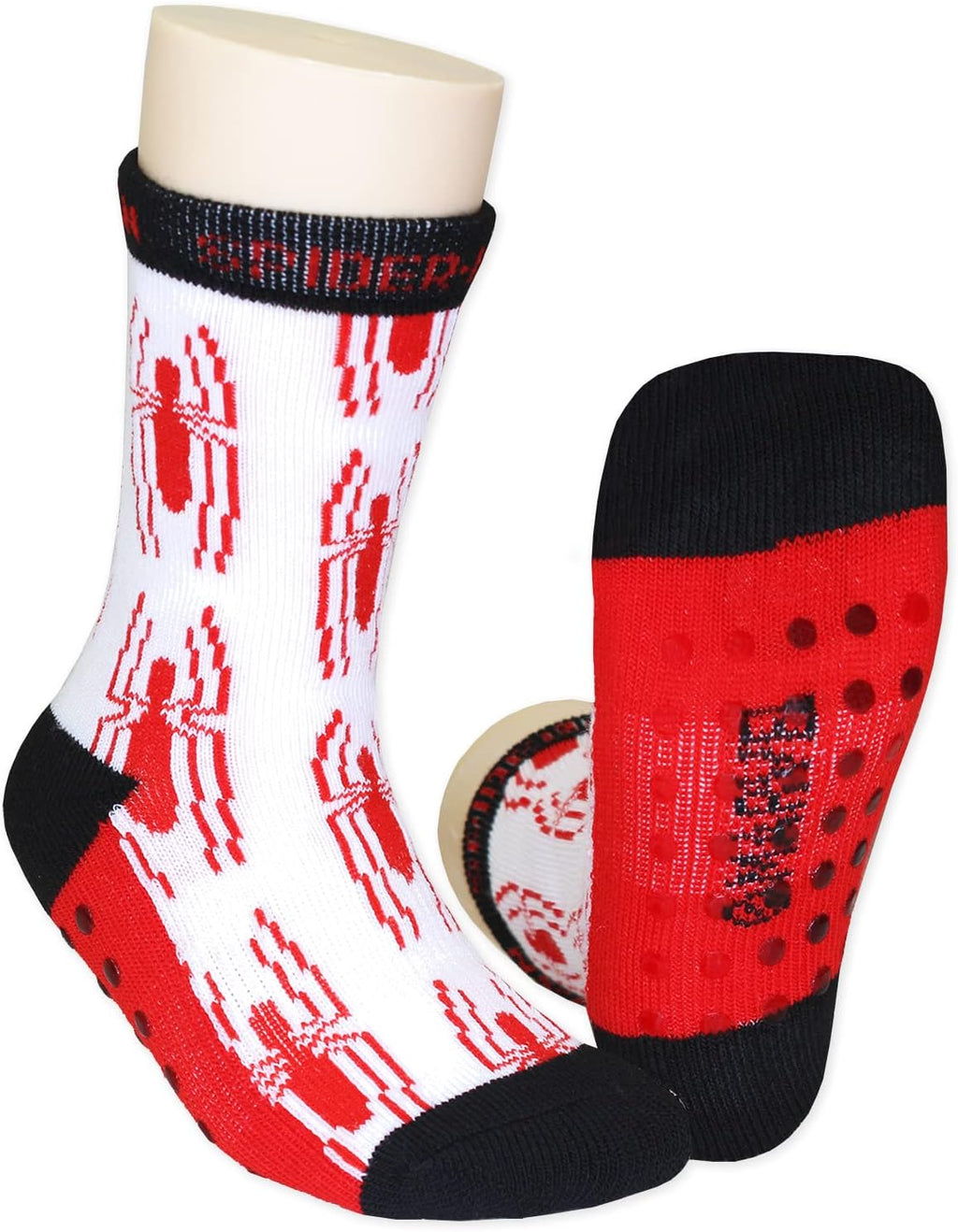 Marve Supe Her Adventure Spider-Ma Bab Toddle Boy pac Sock wit Gripper (5- yrs Red/Blue)