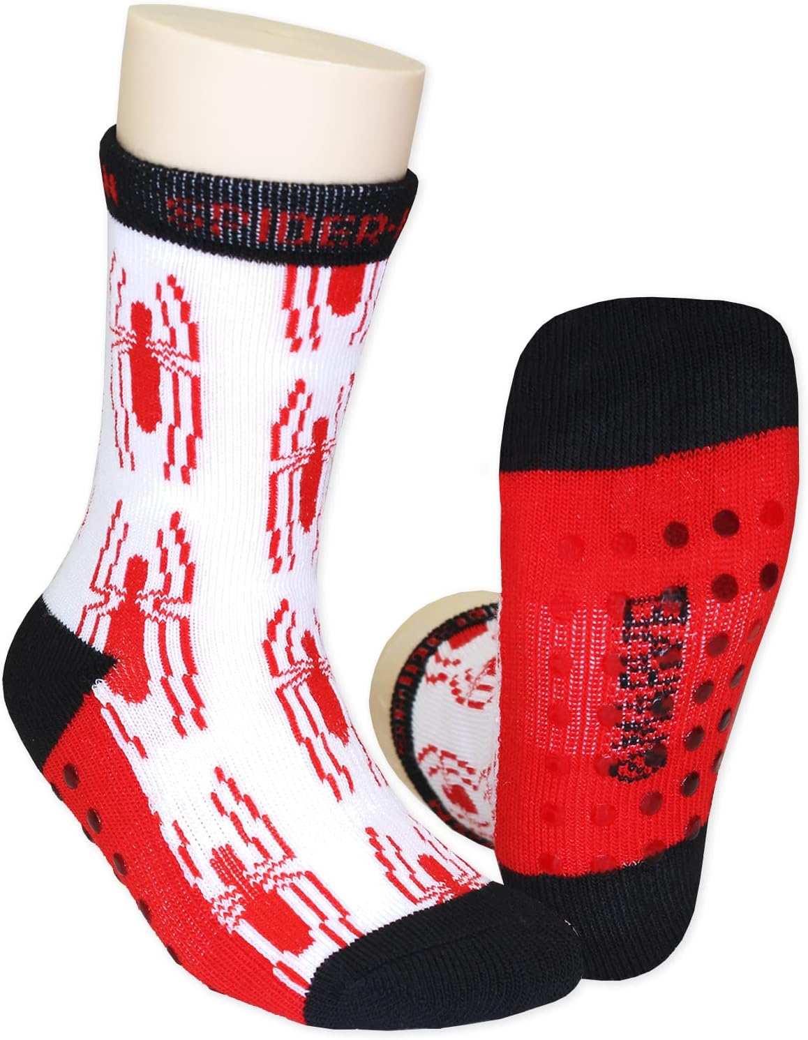 Marve Supe Her Adventure Spider-Ma Bab Toddle Boy pac Sock wit Gripper (5- yrs Red/Blue)