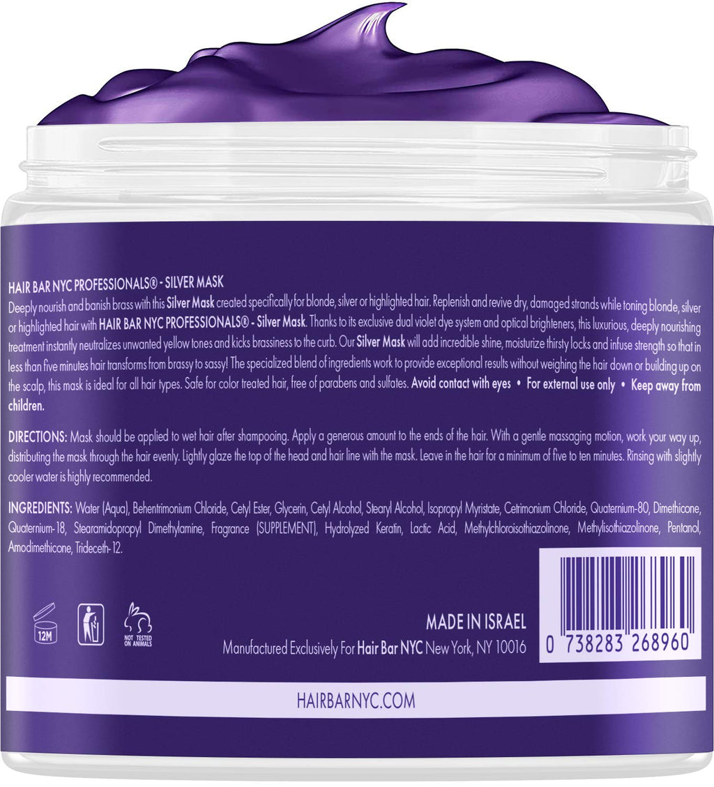 Hai Ba NY Silve Mask 16.9o 500m Tripl Powe Tonin Purpl Hai Mas fo Blonde Silve Platinu Hai Infuse wit Kerati Biotin