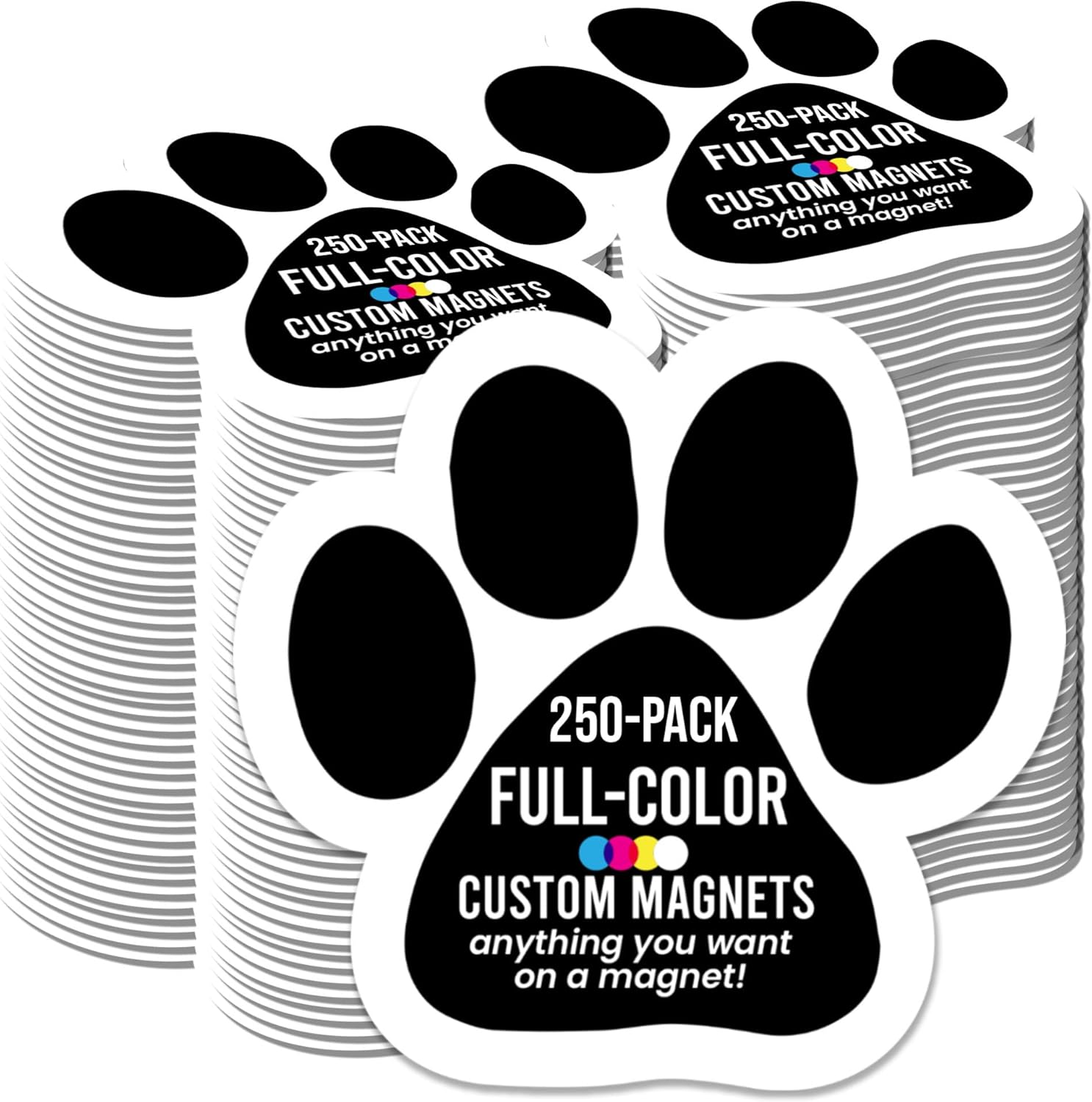 Magnet Me Up Custom 5 Inch Pawprint Magnet, 250 Pack, Customizable Magnet for Businesses, Personal Use, Choose Your Text, Upload Image, Magnetic Vinyl for Car and Any Magnetic Surface, Crafted in USA