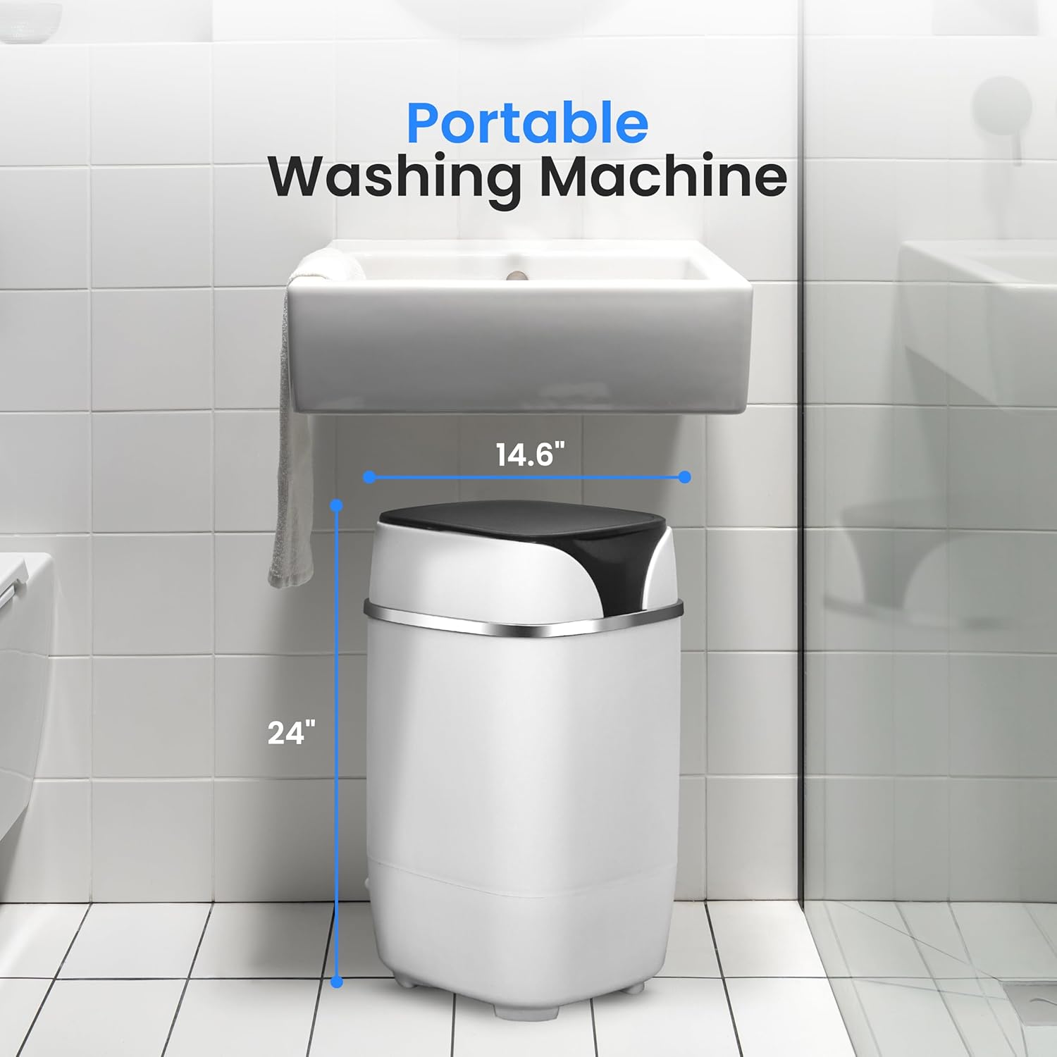 PUCWM20 Portabl Machin Full-Automati Compac Washe wit Washin Program Idea fo RV Dorm Apartmen (White)
