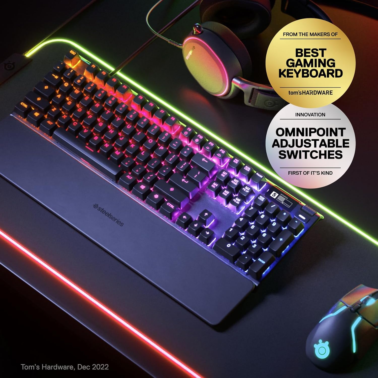SteelSeries Apex Pro HyperMagnetic Gaming Keyboard ¡ª Adjustable Actuation ¡ª OLED Screen ¡ª RGB ¨C USB Passthrough