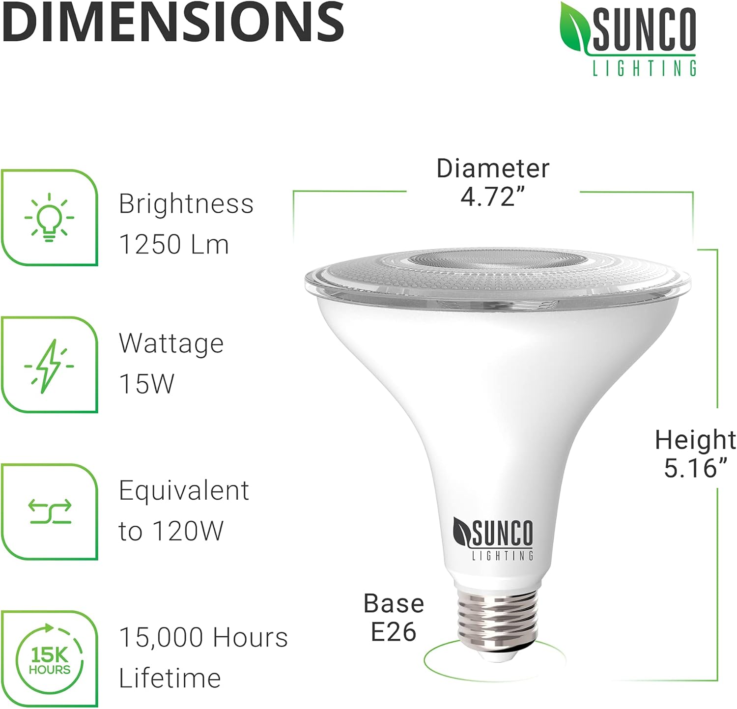Sunc Dus t Daw Floo Light Outdoor Waterproo PAR3 LE Bulb 120 Equivalen 15W Exterior Wet-Rated 5000 Dayligh 125 LM E2 Base U Pack