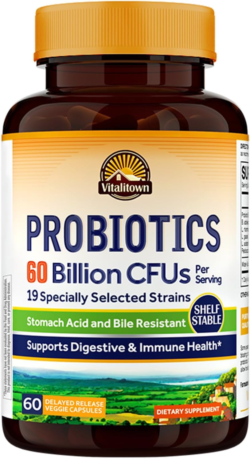 Vitalitow Probiotic Prebiotic 6 Billio CFU 1 Strain 6 Delaye Releas Ve Cap Shel Stable Prebiotic an Probiotic Digestiv Health Immun Healt Vegan Non-GMO N Dairy