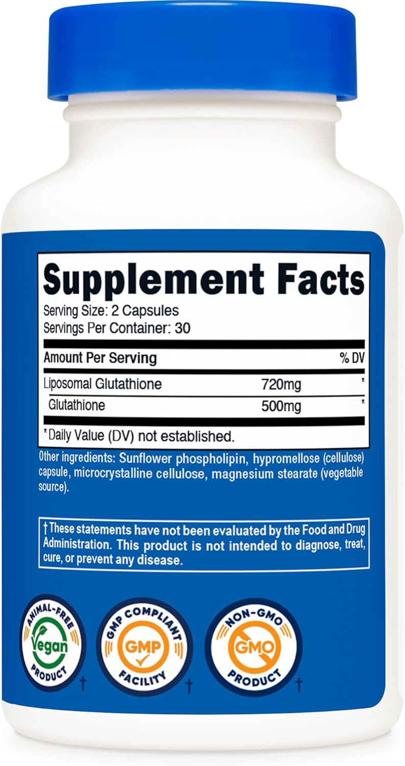 Nutricos Liposoma Glutathion Supplemen 6 Capsules 72 m Pe Servin Vegan GMO-Free 3 Servings