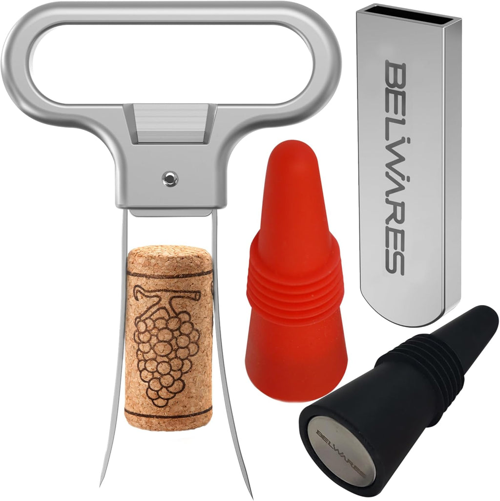A S Win Opene Tw Pron Cor Pulle wit Win Stopper fo Win Bottle Stainles Stee Win Bottl Opene Idea fo Safel Removin Fragile Ol Cork Intac Gift fo Win Lovers